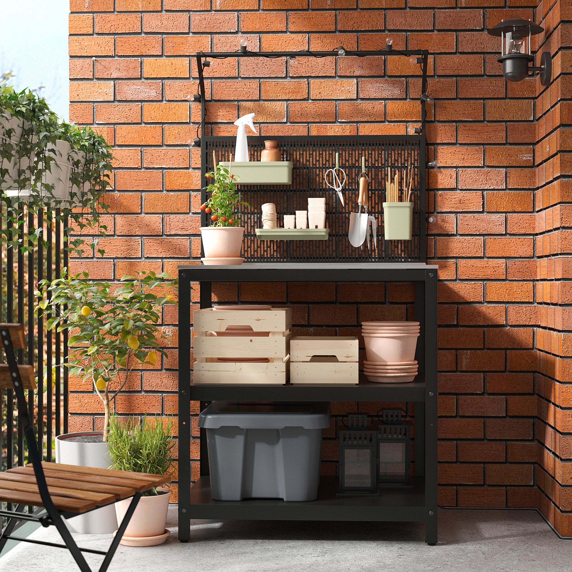 GRILLSKÄR, kitchen island with back panel/outdoor, 86x61x176 cm, 794.952.44