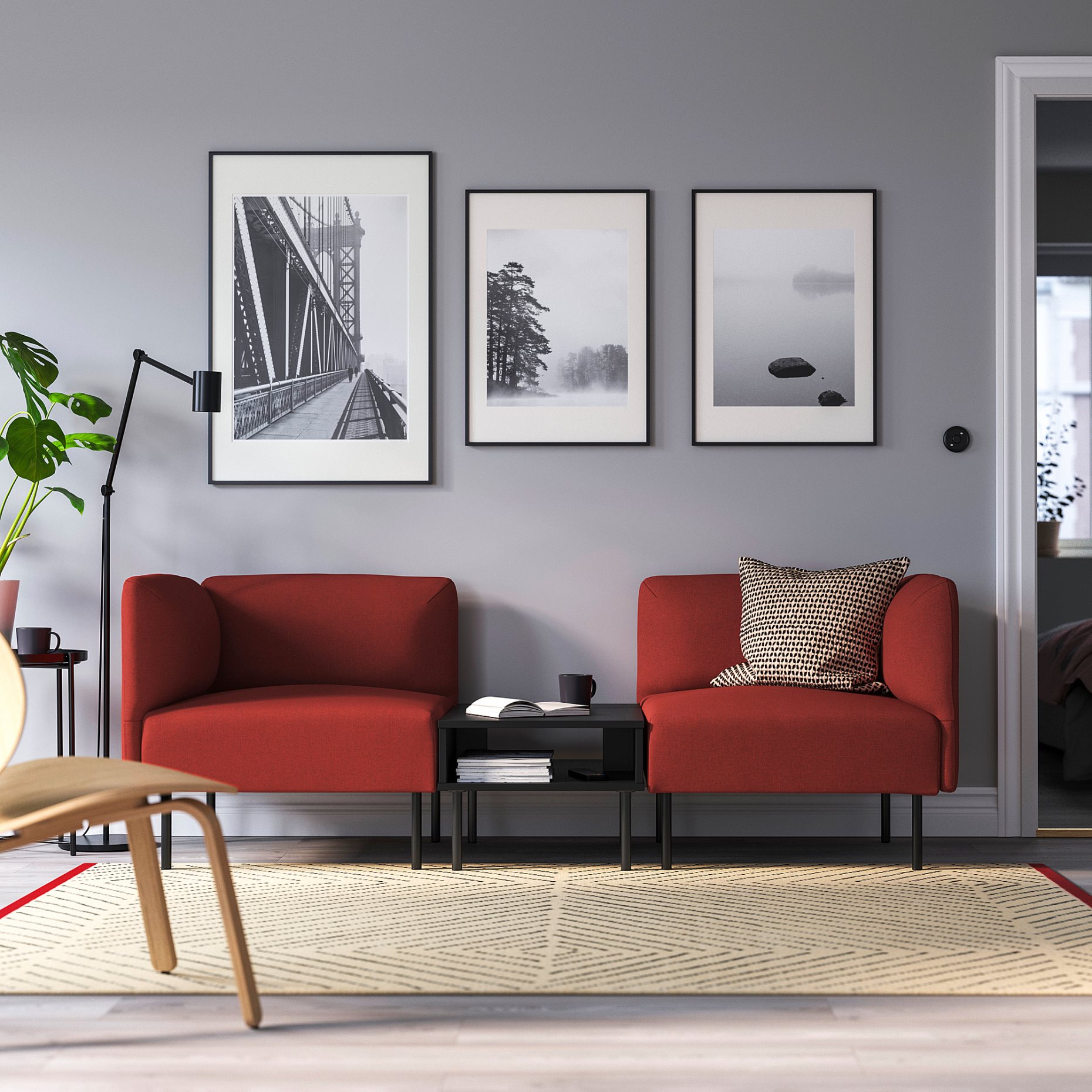 LILLEHEM, 2-seat modular sofa with side table, 795.360.70