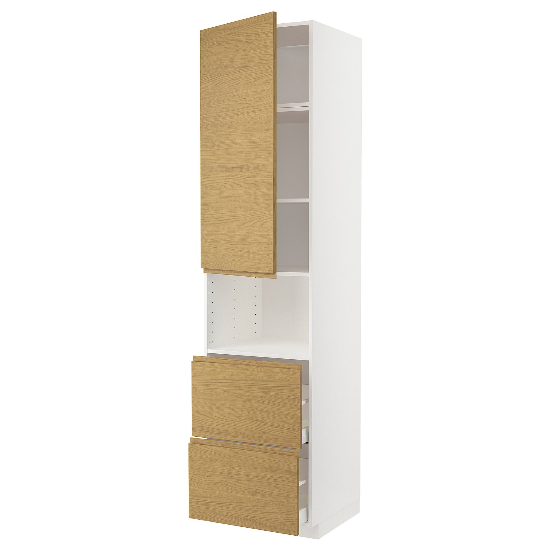 METOD, high cabinet for microwave with door/2 drawers, 60x60x240 cm, 795.390.40
