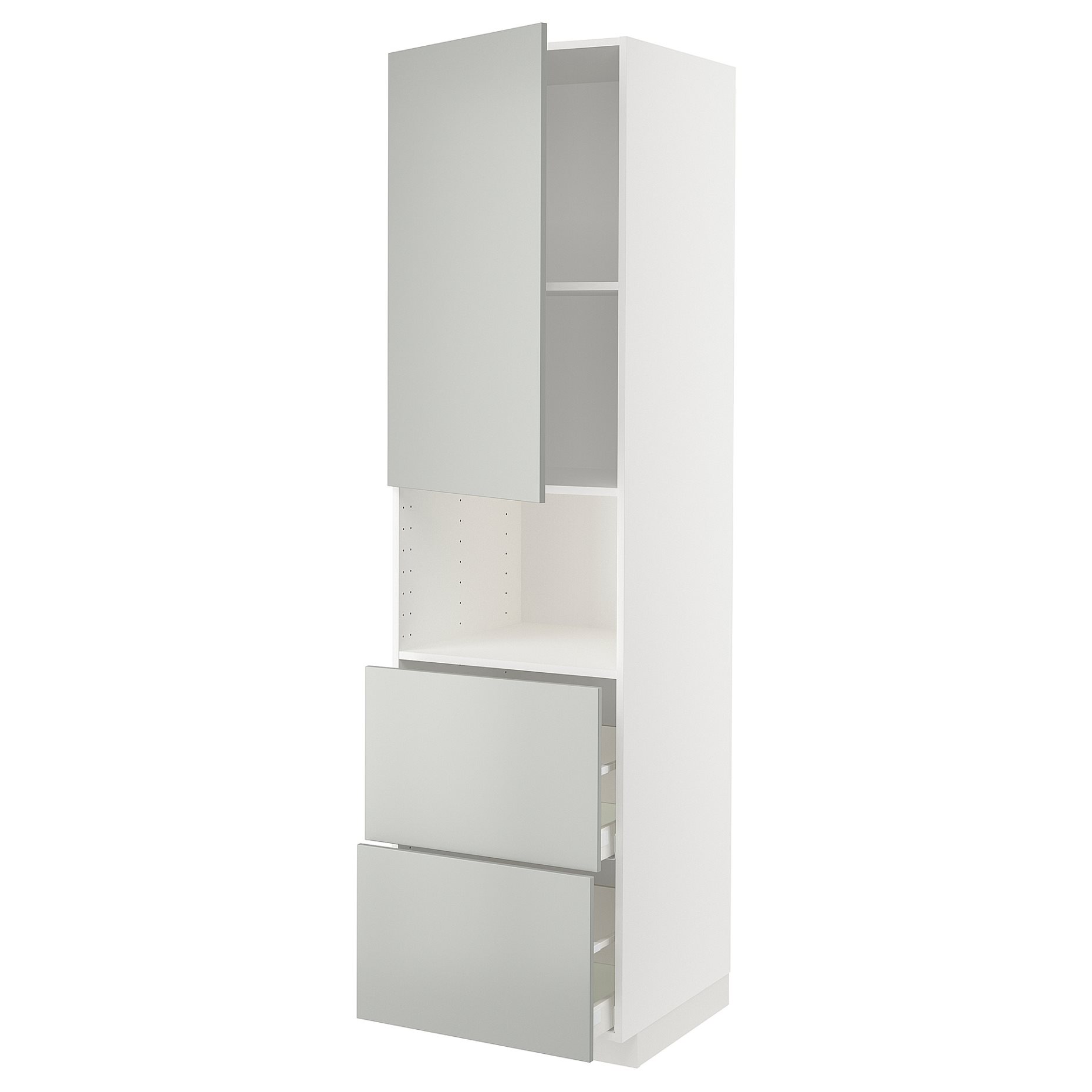 METOD, high cabinet for microwave with door/2 drawers, 60x60x220 cm, 795.391.39