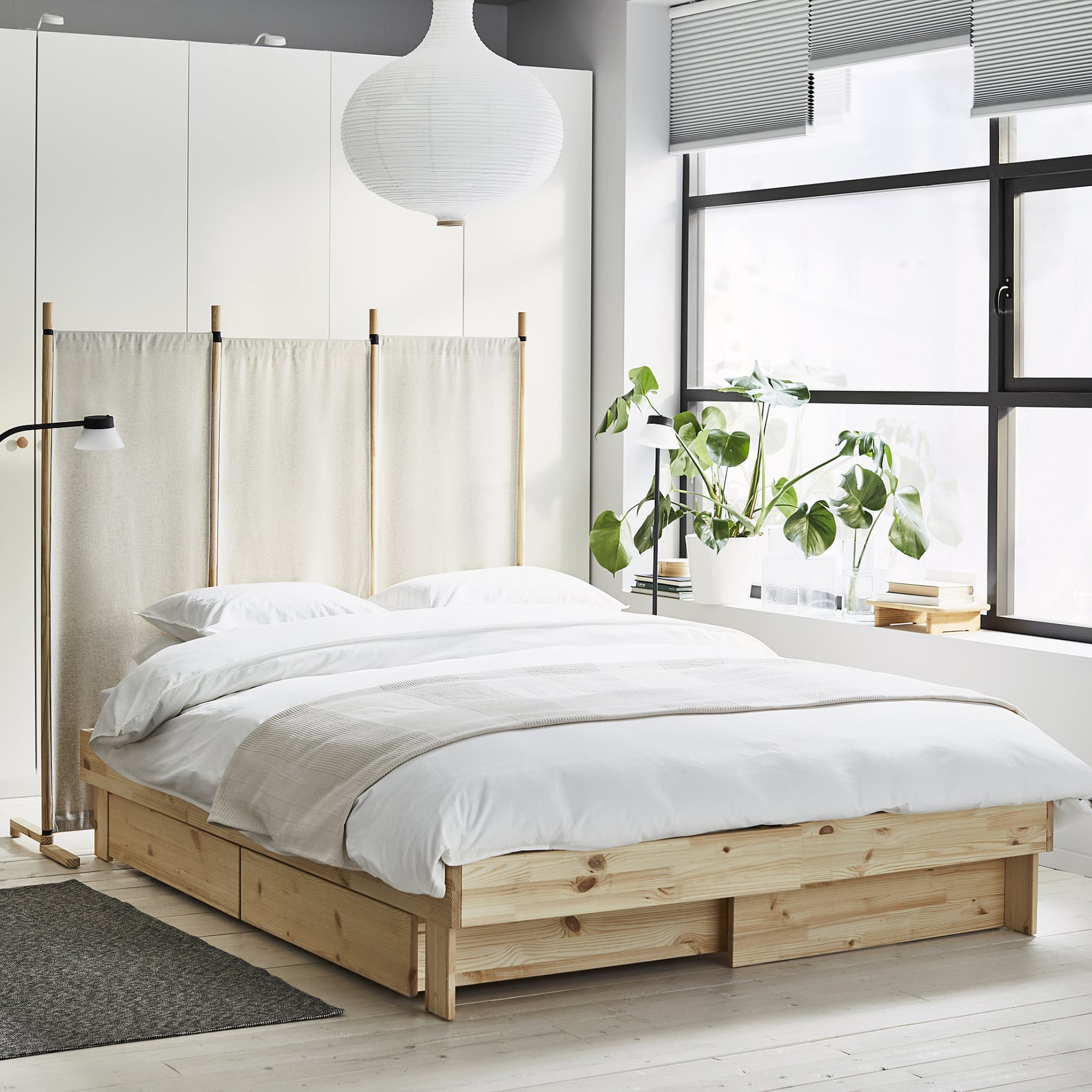 GLAMBERGET, bed frame with storage and mattress, 160x200 cm, 795.684.95
