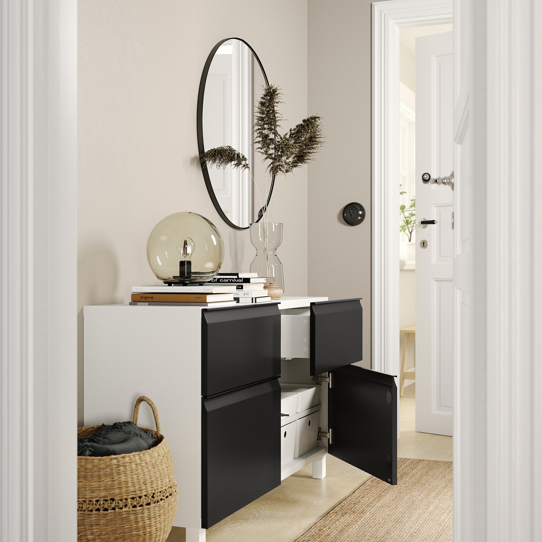 BESTÅ, storage combination with doors/drawers soft-closing, 120x42x74 cm, 795.693.34