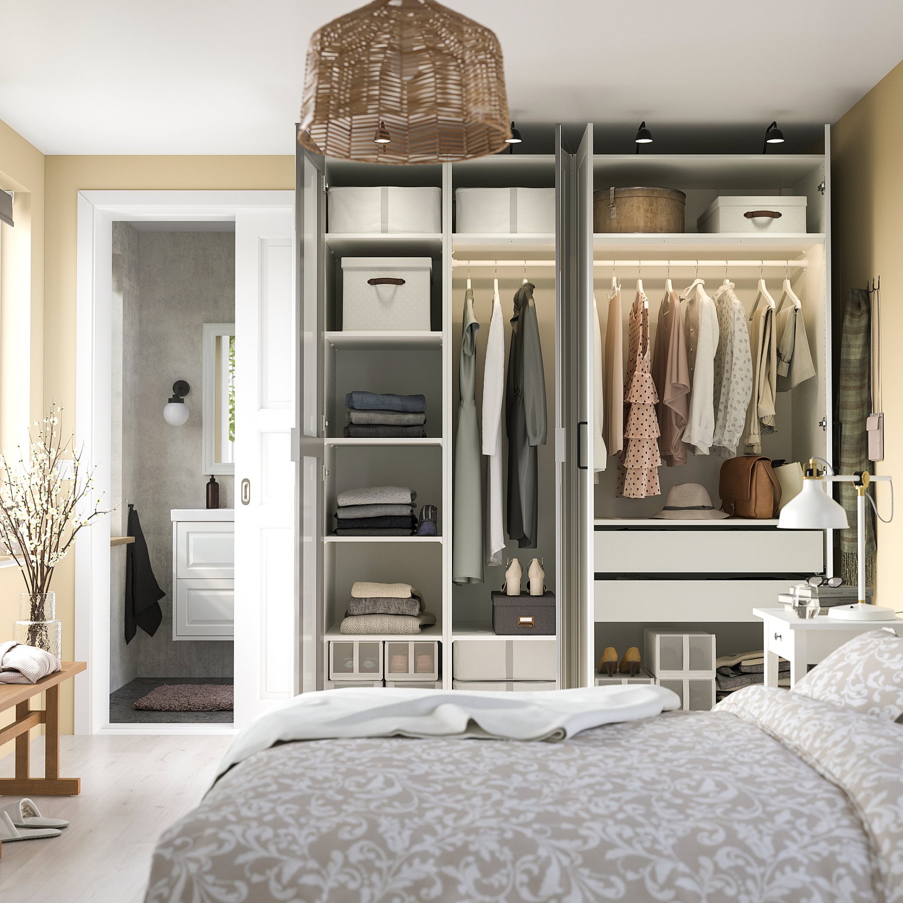 PAX/KAMMAR/GULL, συνδυασμός ντουλάπας, 200x60x236 cm, 795.725.86