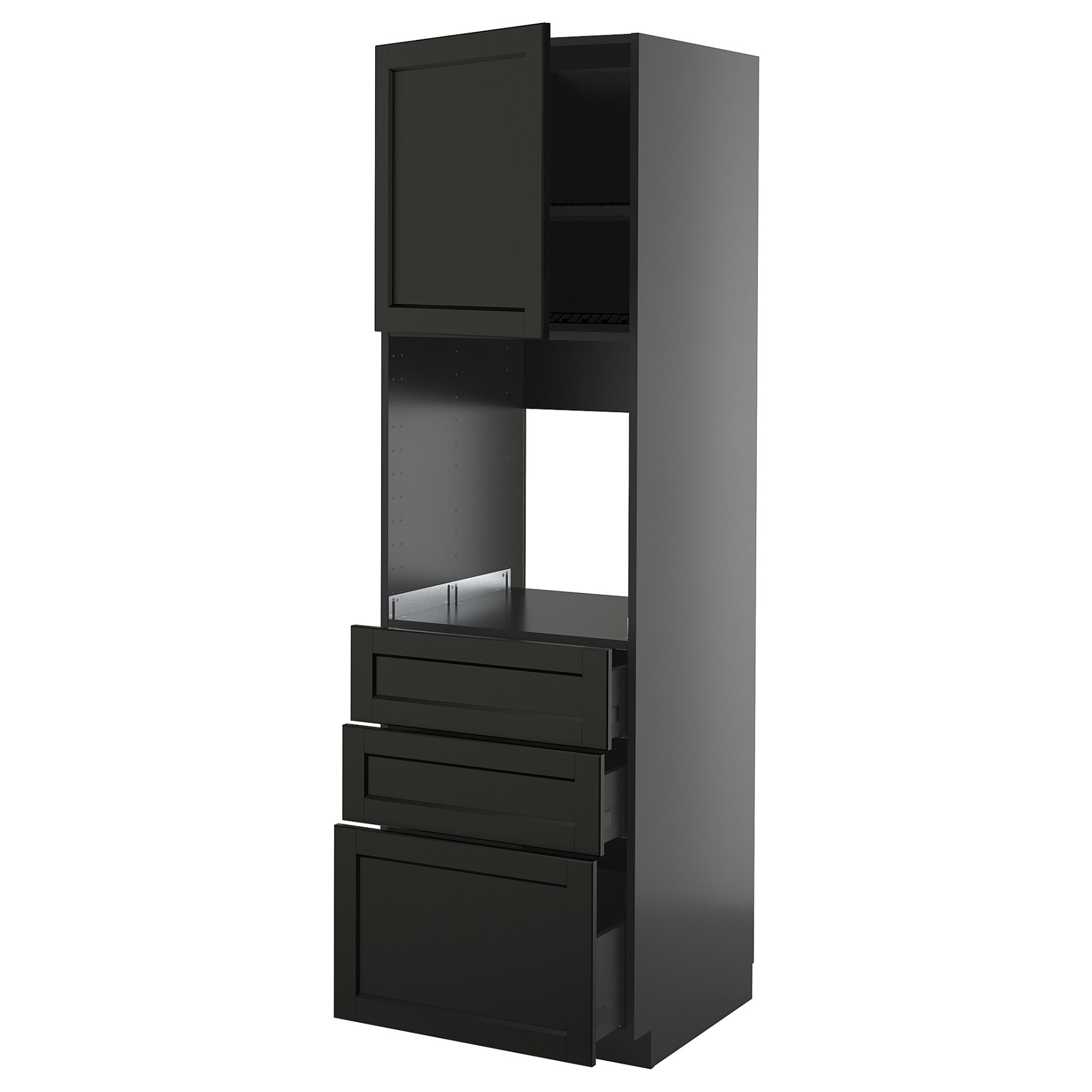 METOD/KNIVSHULT, ψηλό ντουλάπι για φούρνο με πόρτα/3 συρτάρια, 60x60x200 cm, 795.899.02