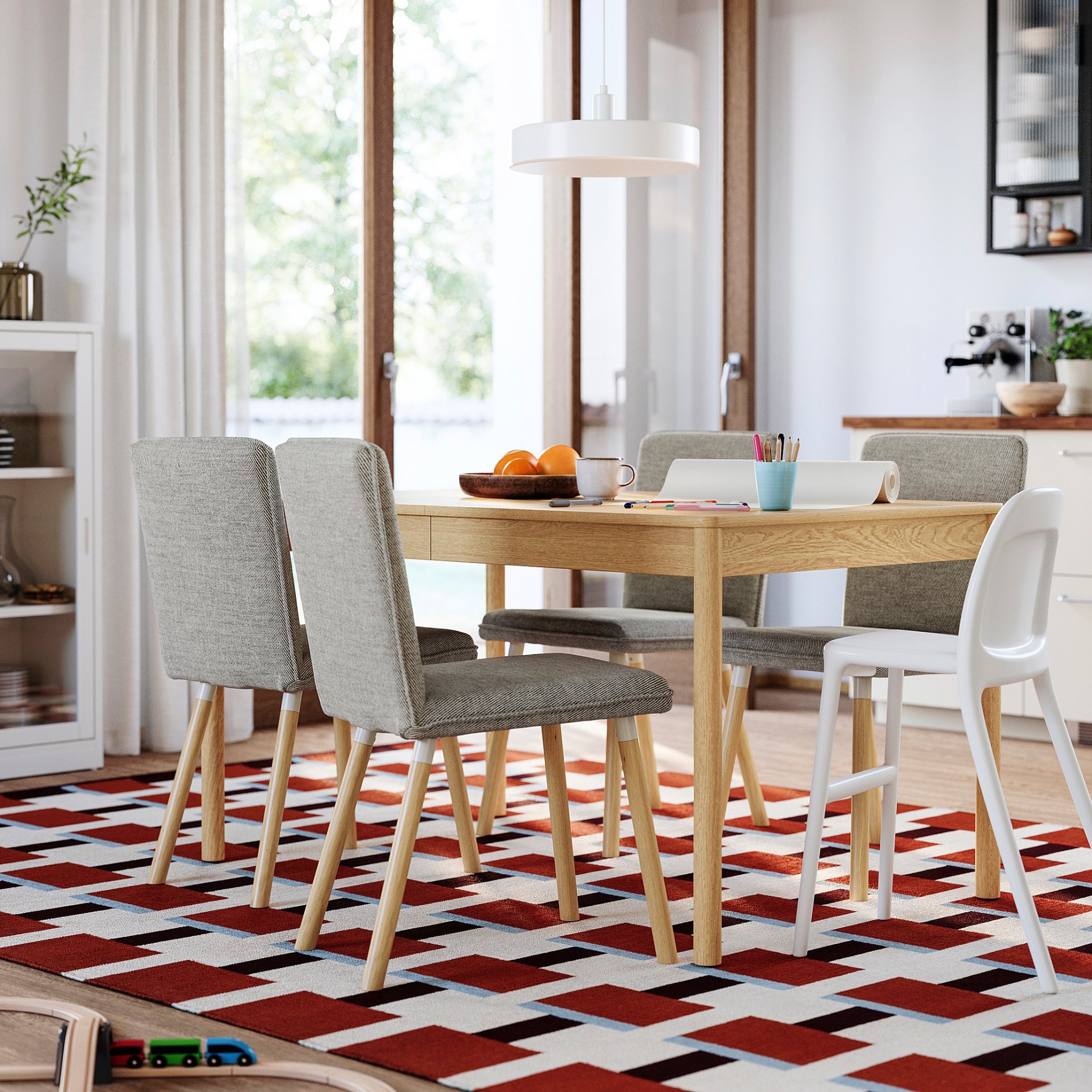 TONSTAD/TONSTAD, table and 4 chairs, 140/196x85 cm, 795.967.14