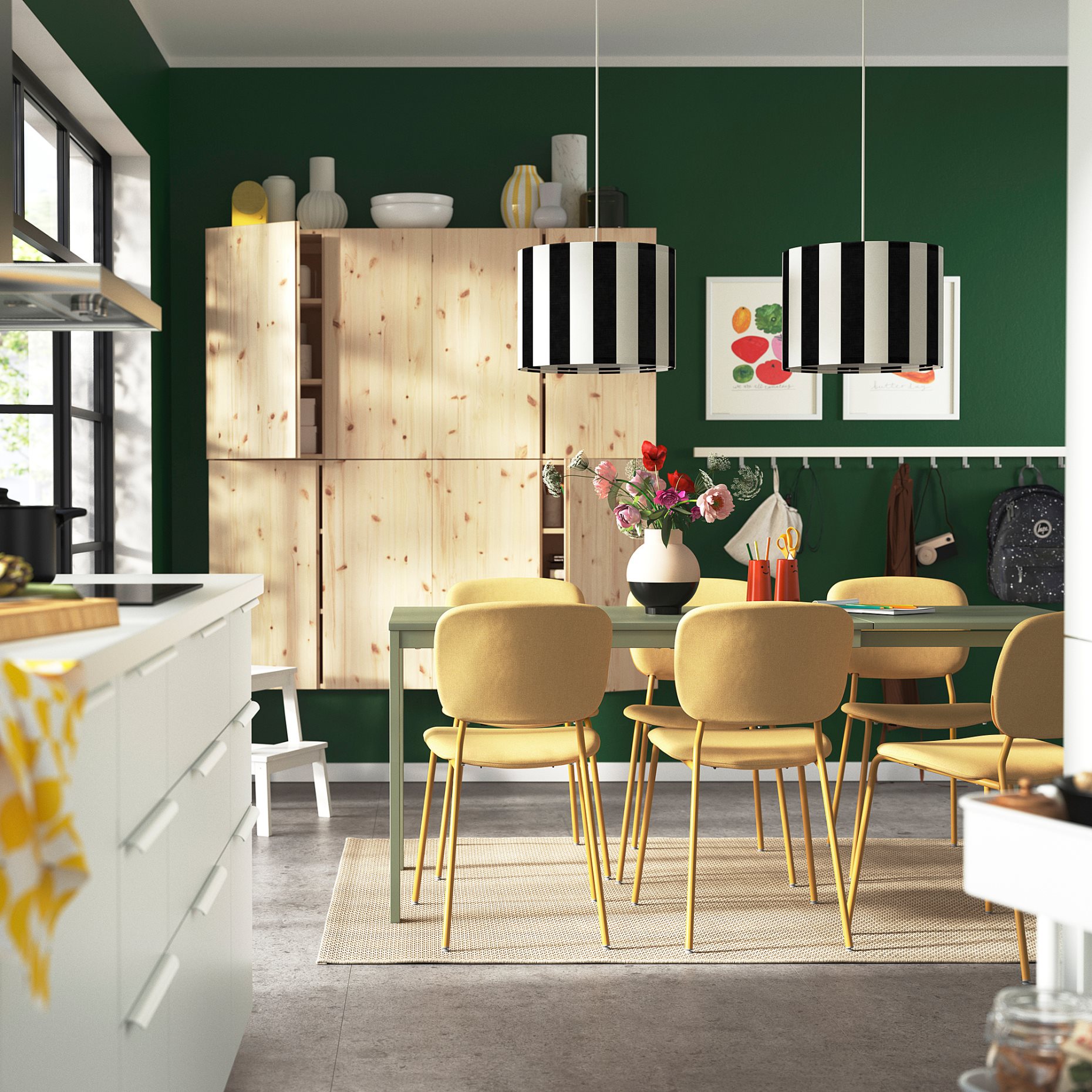 VIHALS, table and 6 chairs, 120/180x74 cm, 796.067.89