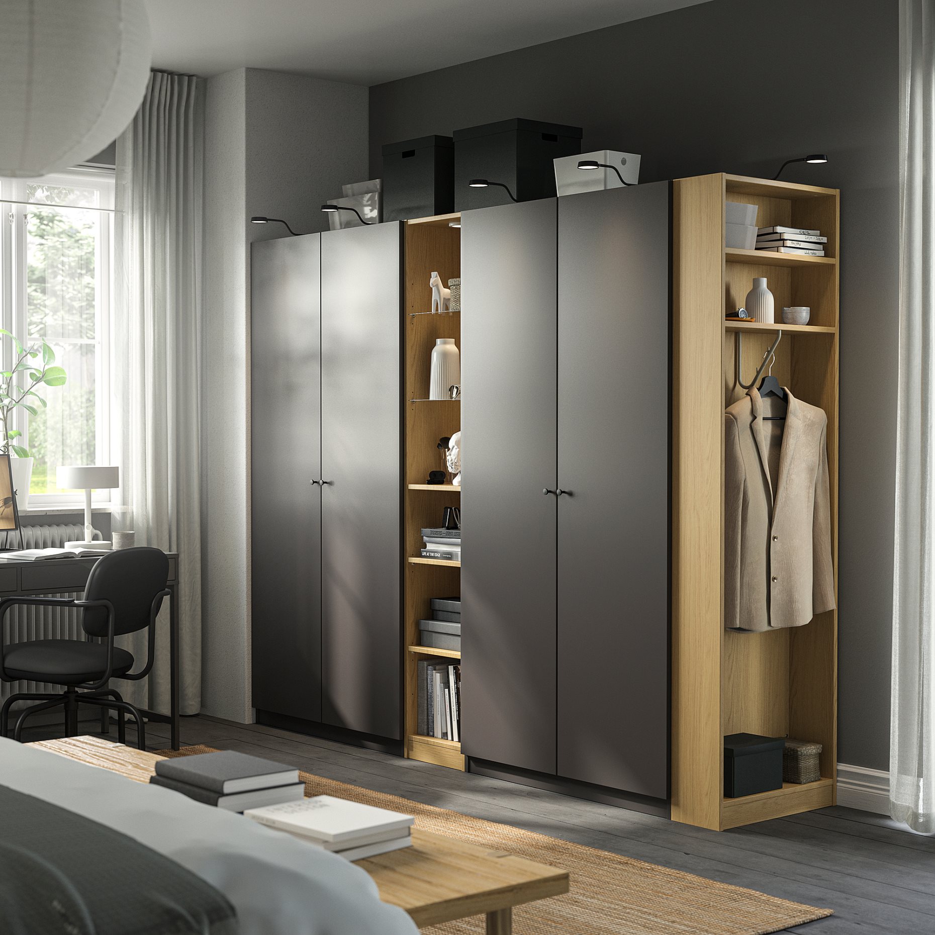 PAX/FORSAND, wardrobe combination, 255x60x201 cm, 796.073.45