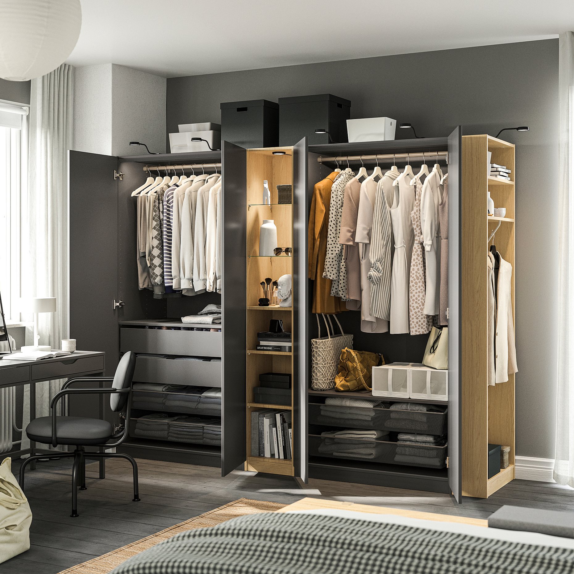 PAX/FORSAND, wardrobe combination, 255x60x201 cm, 796.073.45