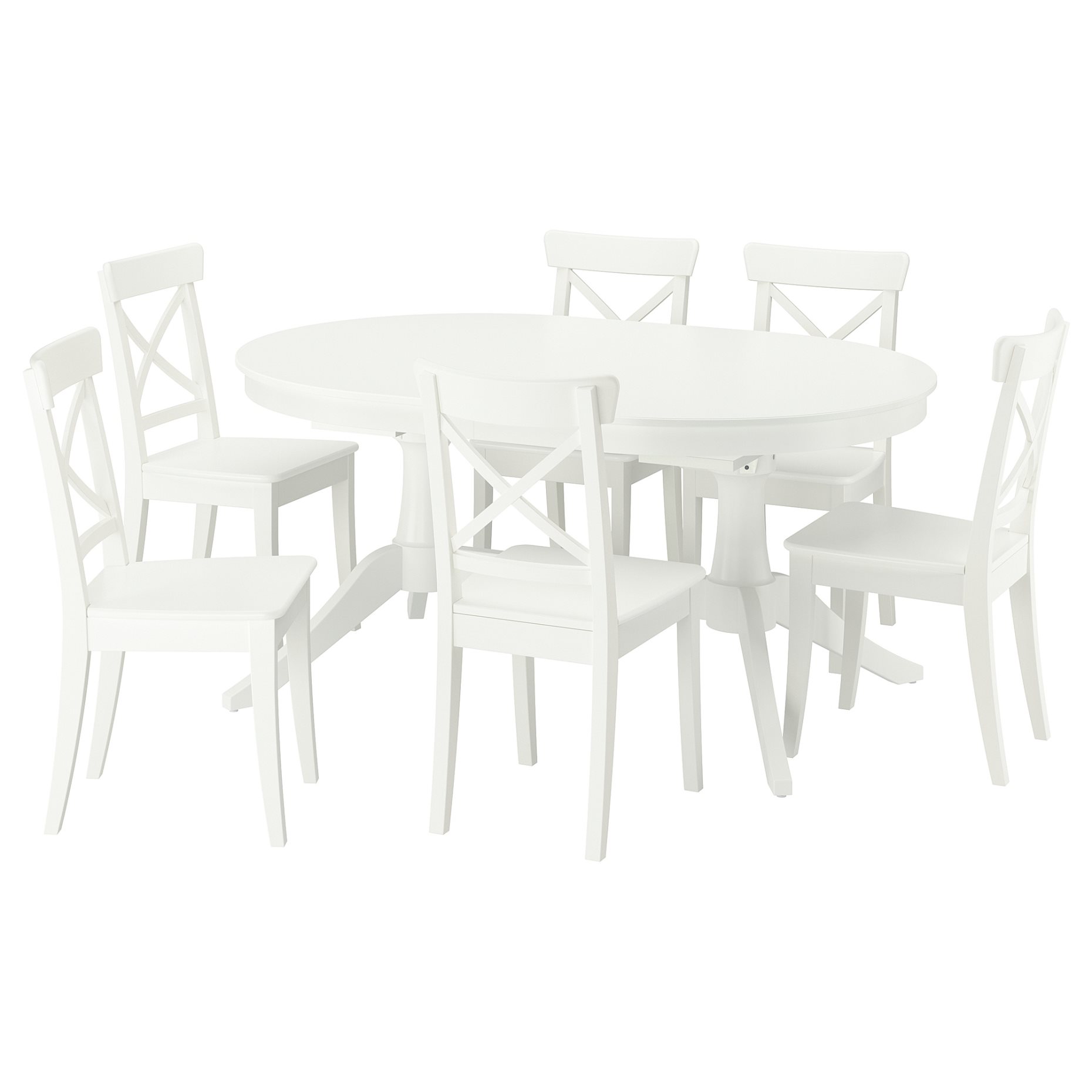 ROSENTORP, table and 6 chairs, 160/215x110 cm, 796.101.35