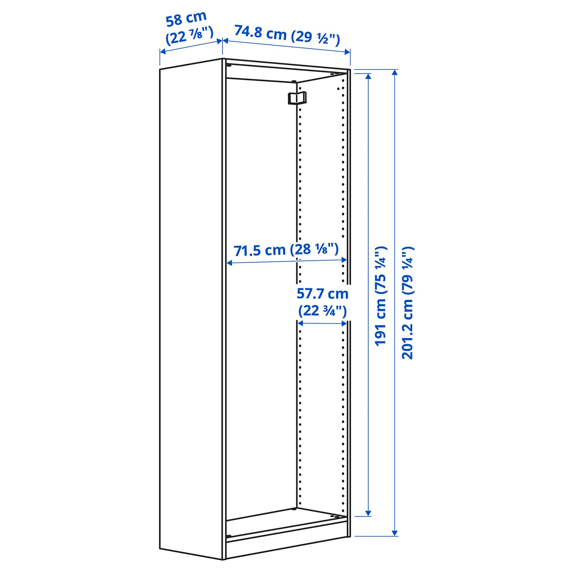 PAX, wardrobe frame, 75x58x201 cm, 804.582.31