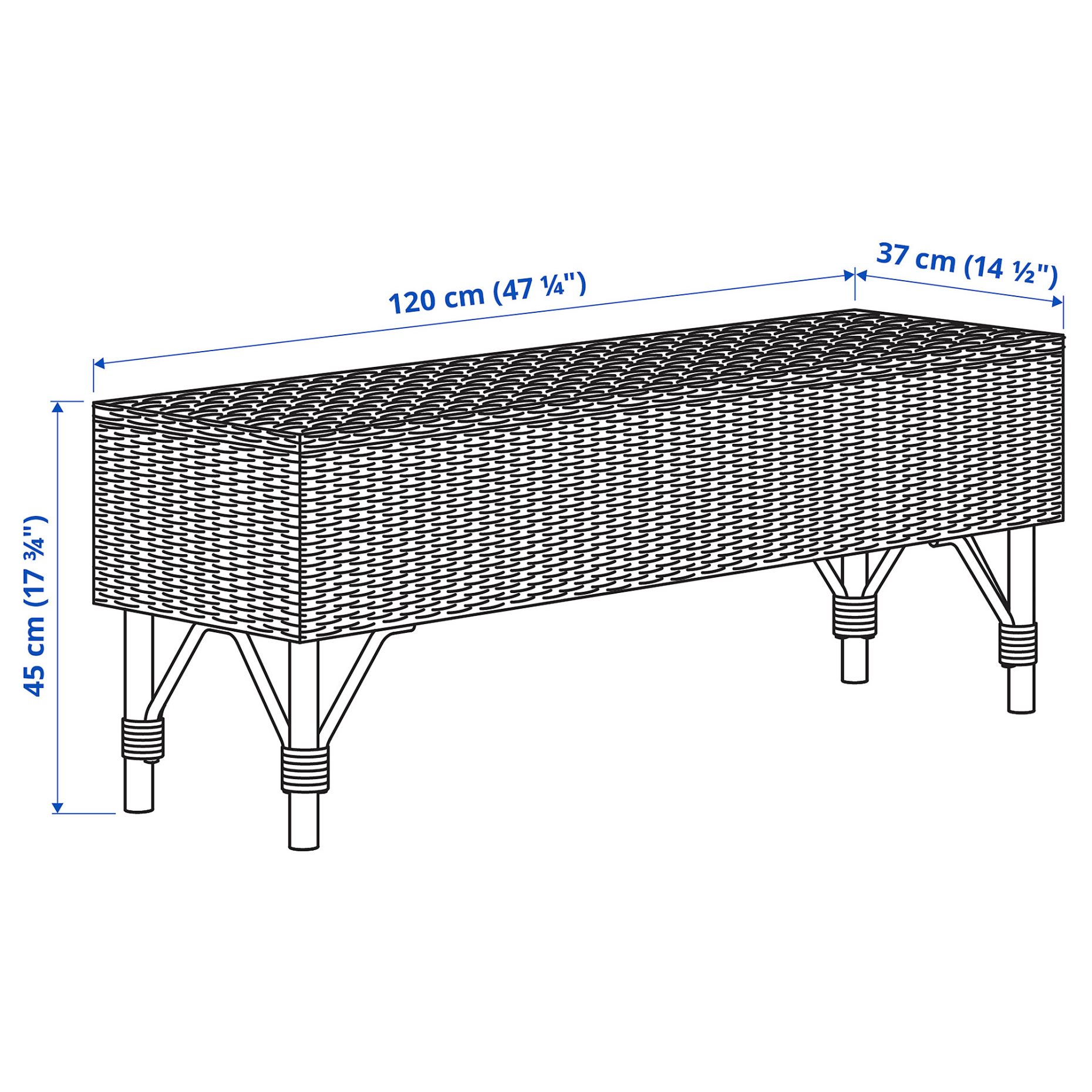 TOLKNING, bench with storage/handmade, 120 cm, 805.126.57
