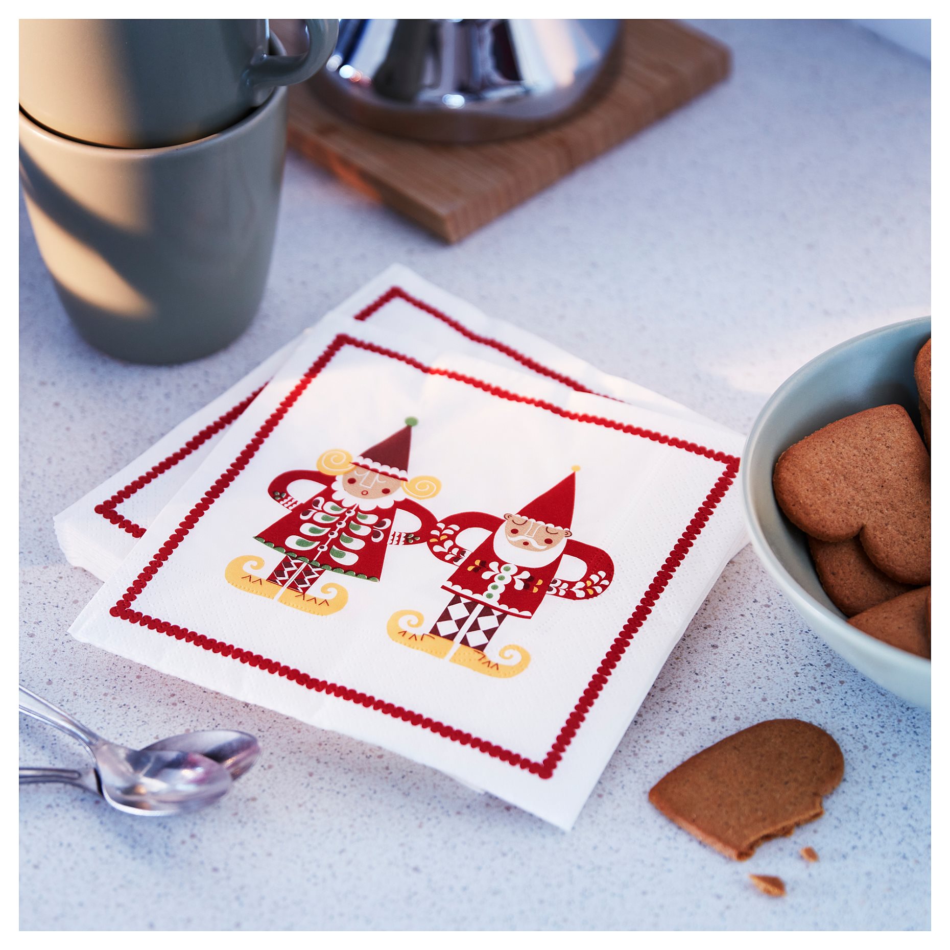 VINTERFINT, paper napkin 33x33 cm/30 pack/Santa Claus pattern, 150g, 805.296.05