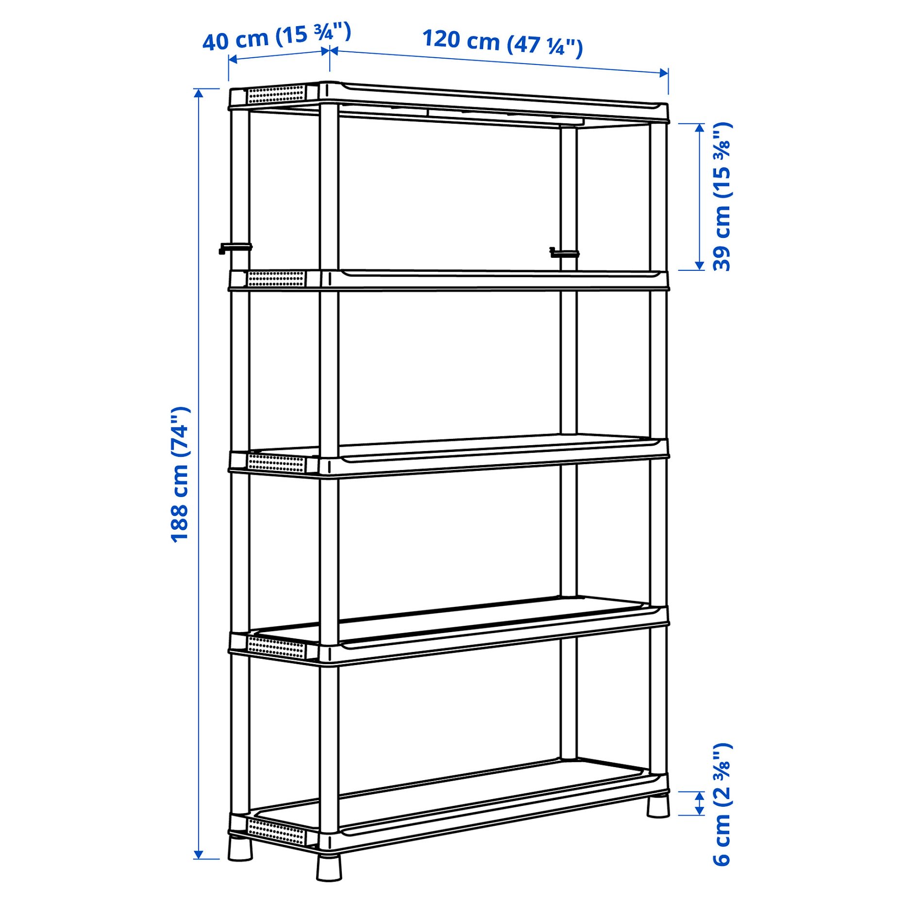 RUNMARÖ, shelving unit/in/outdoor, 120x40x188 cm, 805.513.09