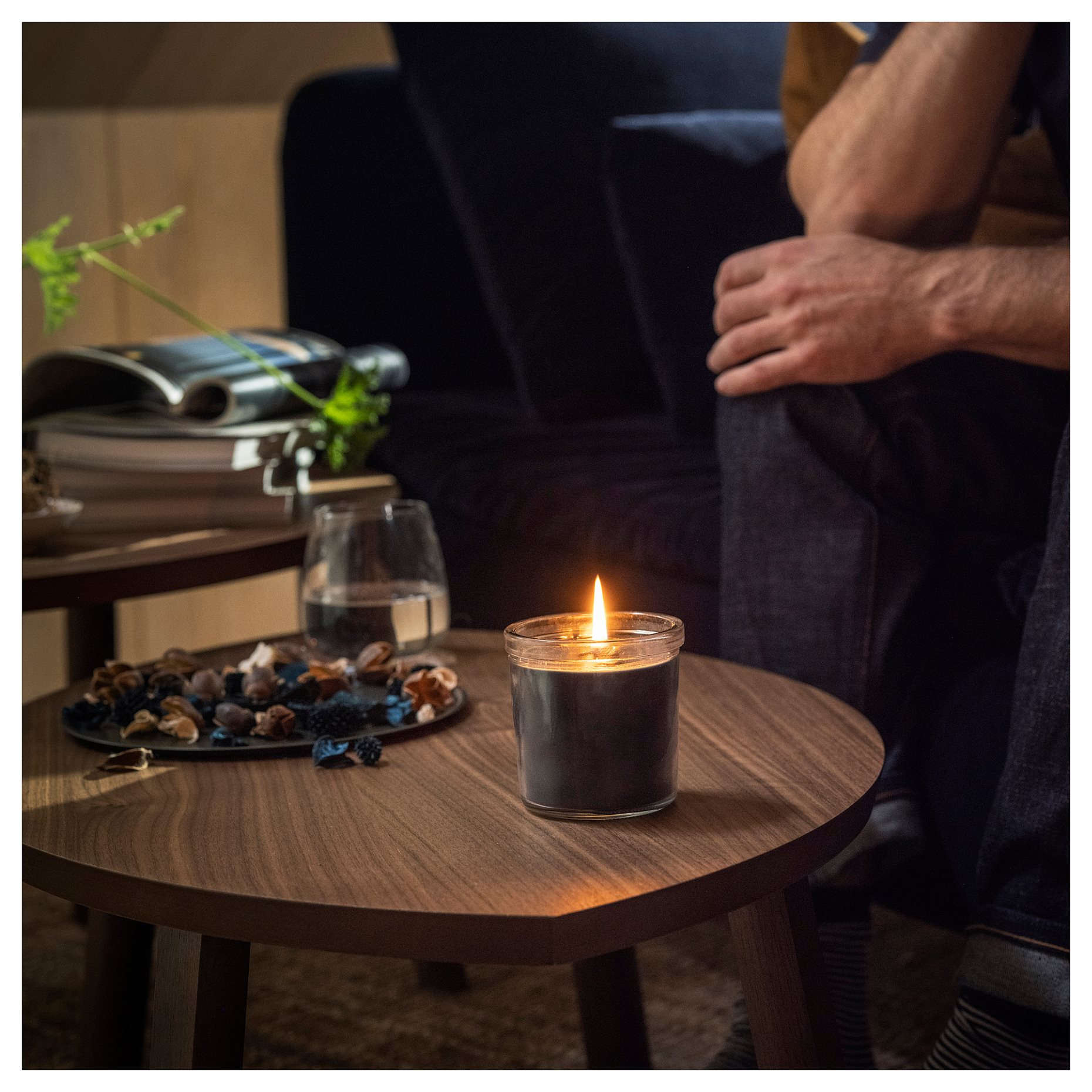 FRUKTSKOG, scented candle in glass/Vetiver & geranium, 20 hr, 805.558.35