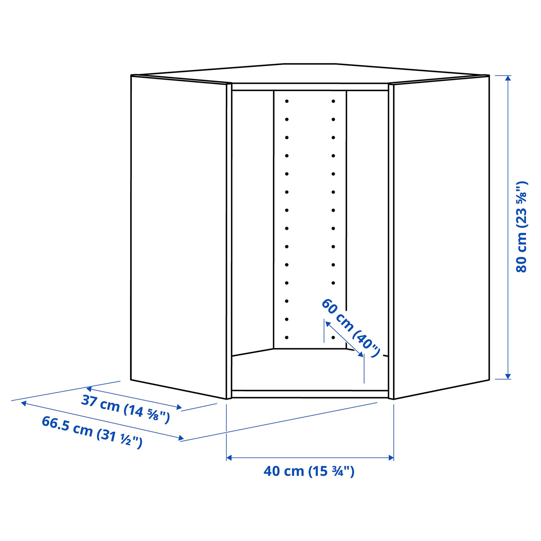 METOD, σκελετός γωνιακού ντουλαπιού τοίχου, 68x37x80 cm, 805.916.83