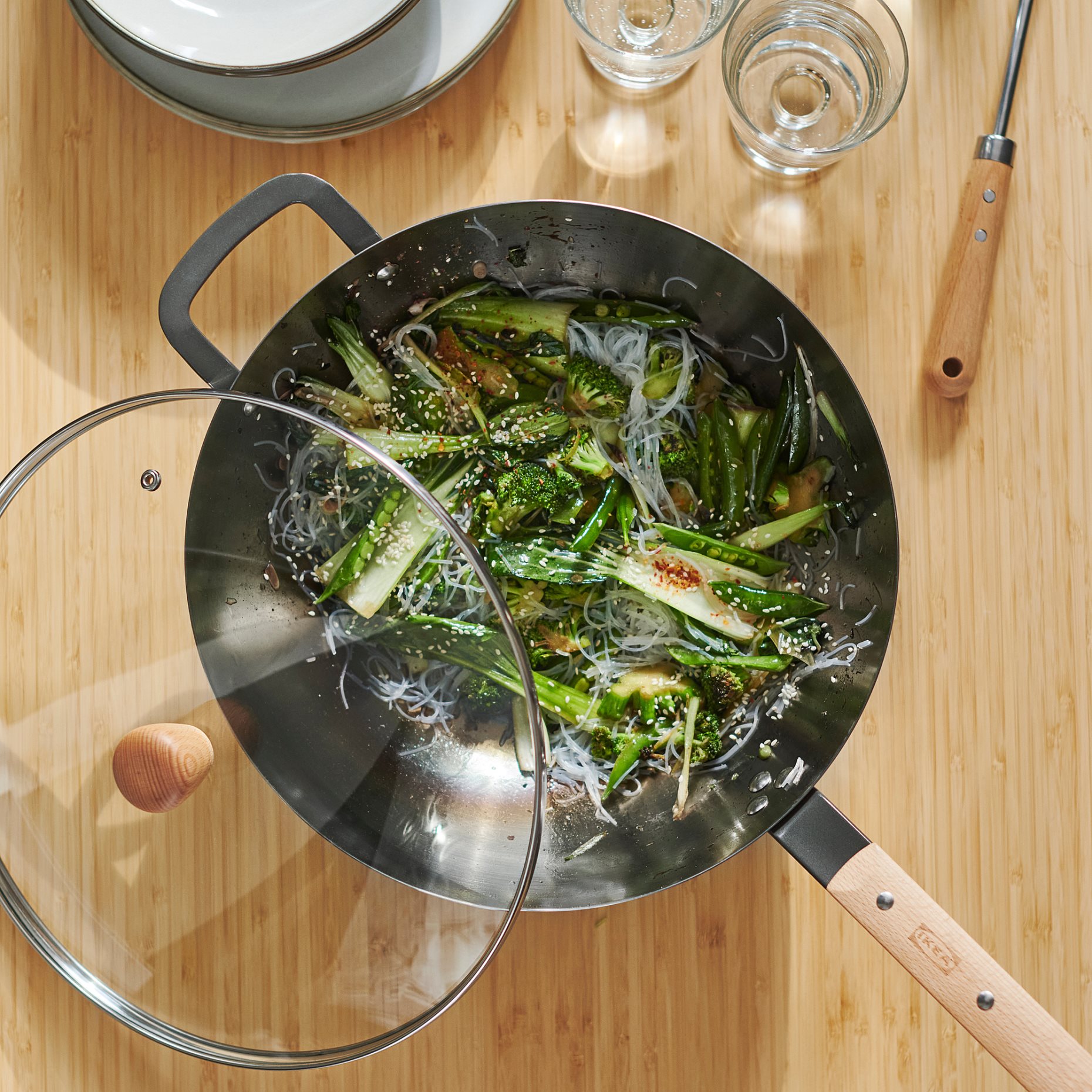 VARDAGEN, τηγάνι γουόκ με καπάκι, 32 cm, 806.048.45