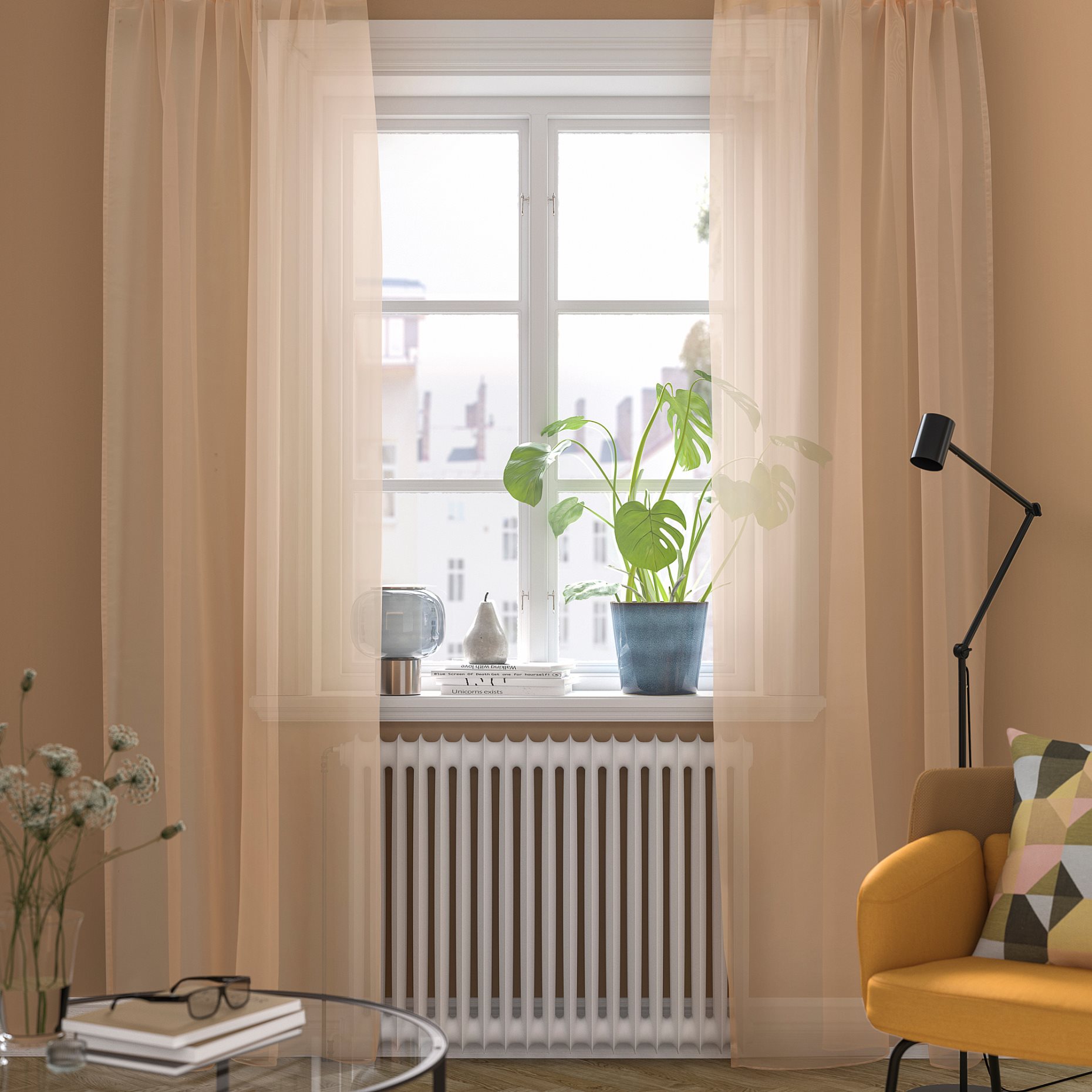 TERESIA, sheer curtains with rod pocket/1 pair, 145x300 cm, 806.078.77