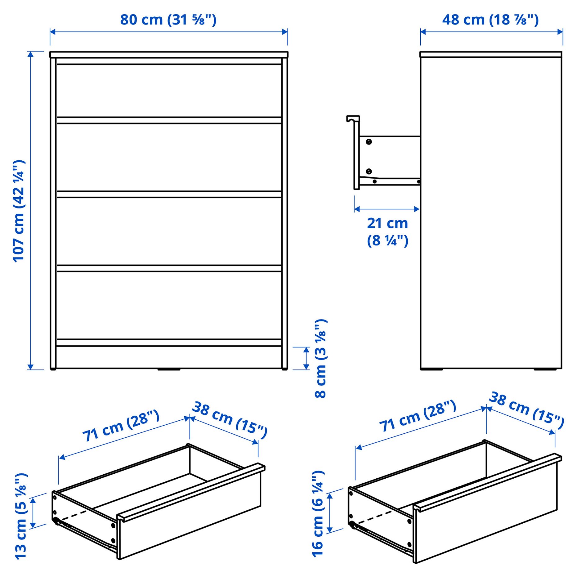 ANKARUDDEN, chest of 4 drawers, 80x48x107 cm, 806.271.49
