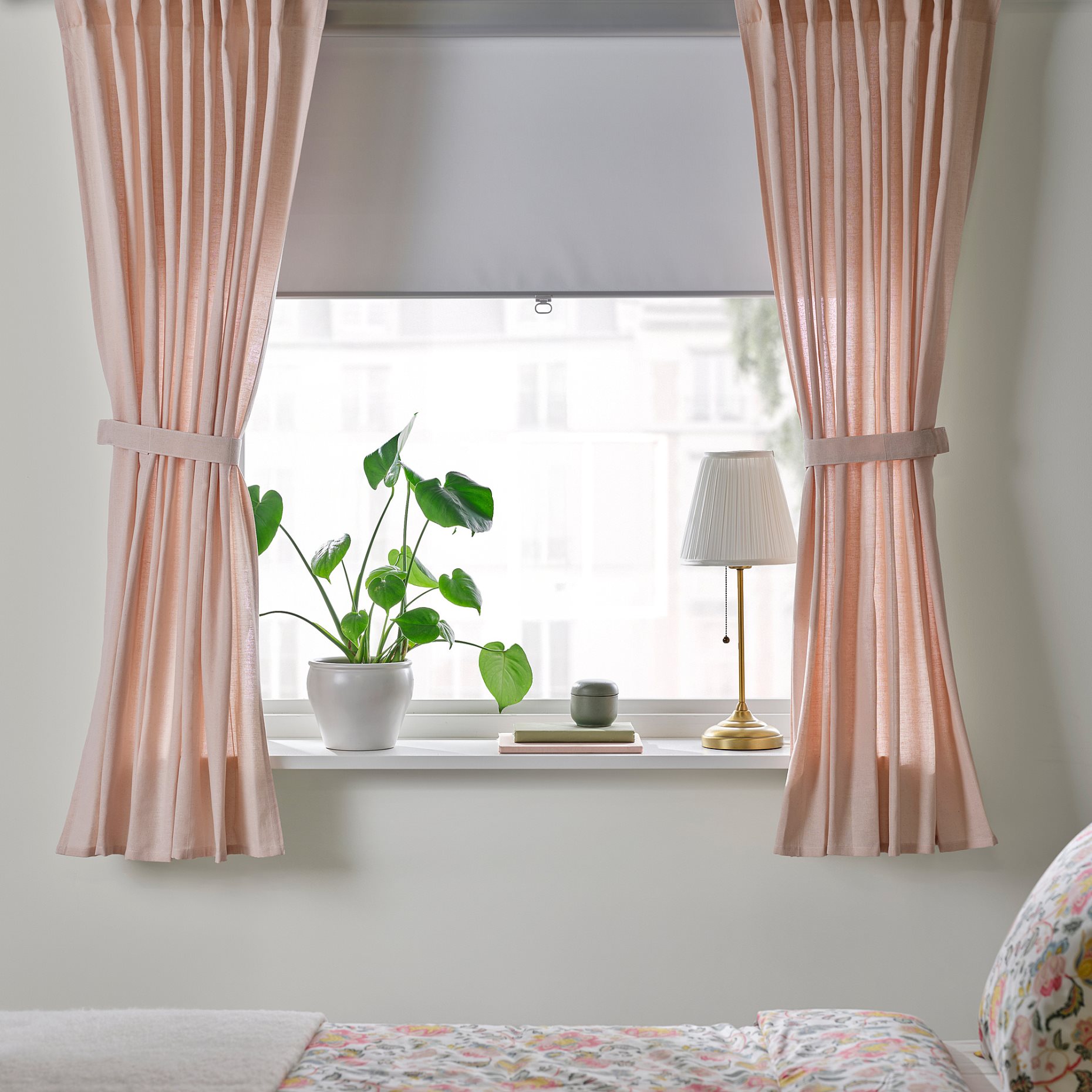 LENDA, curtains with heading tape and tie-backs/1 pair, 140x165 cm, 806.331.07