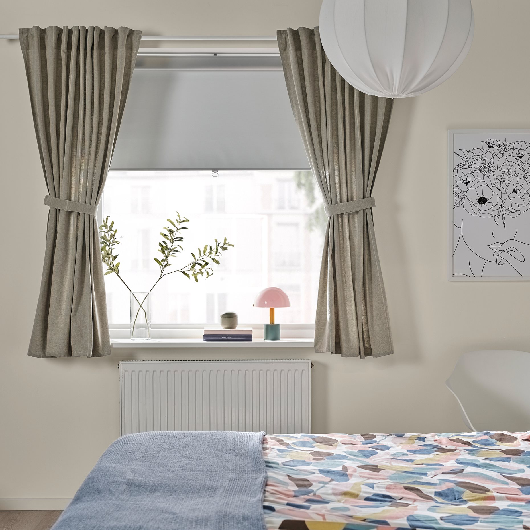 LENDA, curtains with heading tape and tie-backs/1 pair, 140x165 cm, 806.333.05