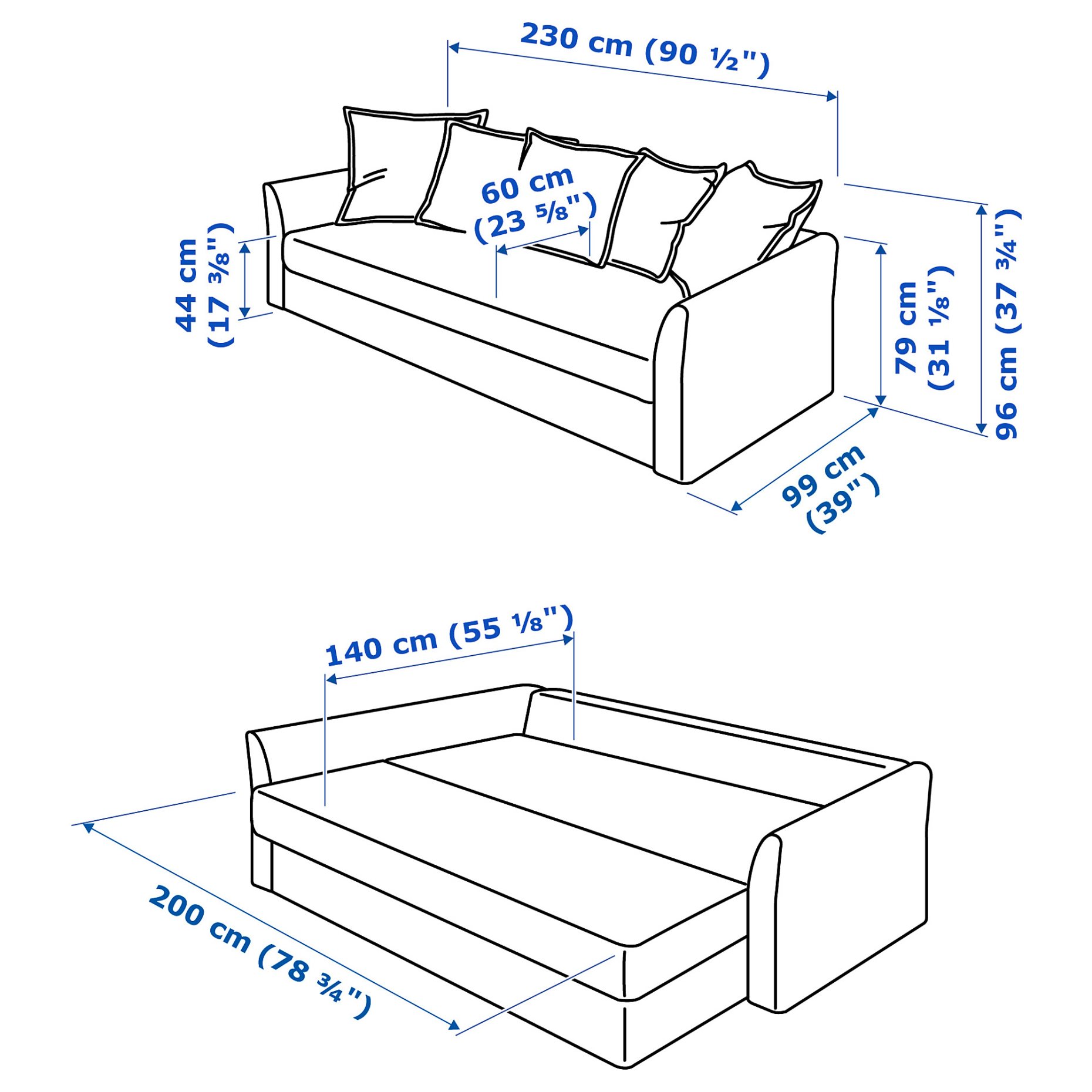 HOLMSUND, three-seat sofa-bed, 892.407.56