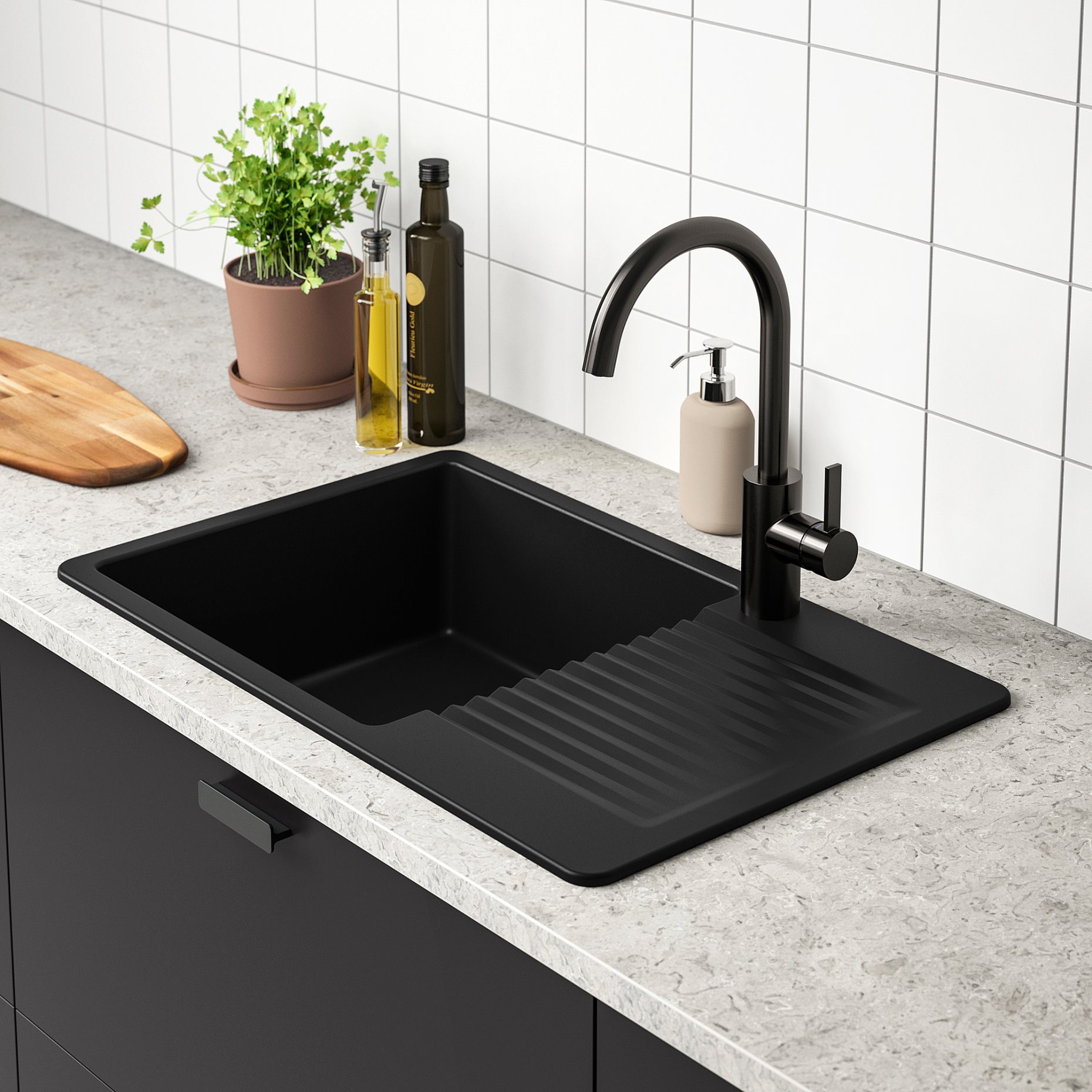 KILSVIKEN, inset sink 1 bowl with drainboard, 72x46 cm, 893.370.27