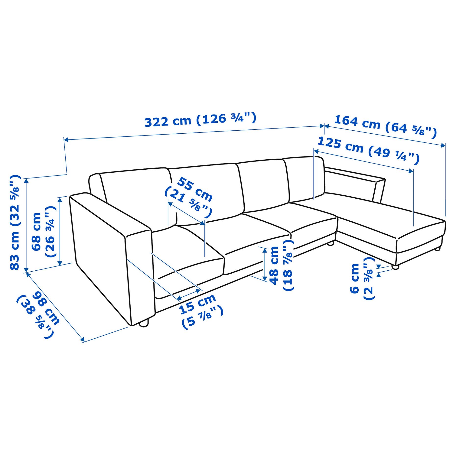 VIMLE, 4-seat sofa with chaise longue, 893.995.34