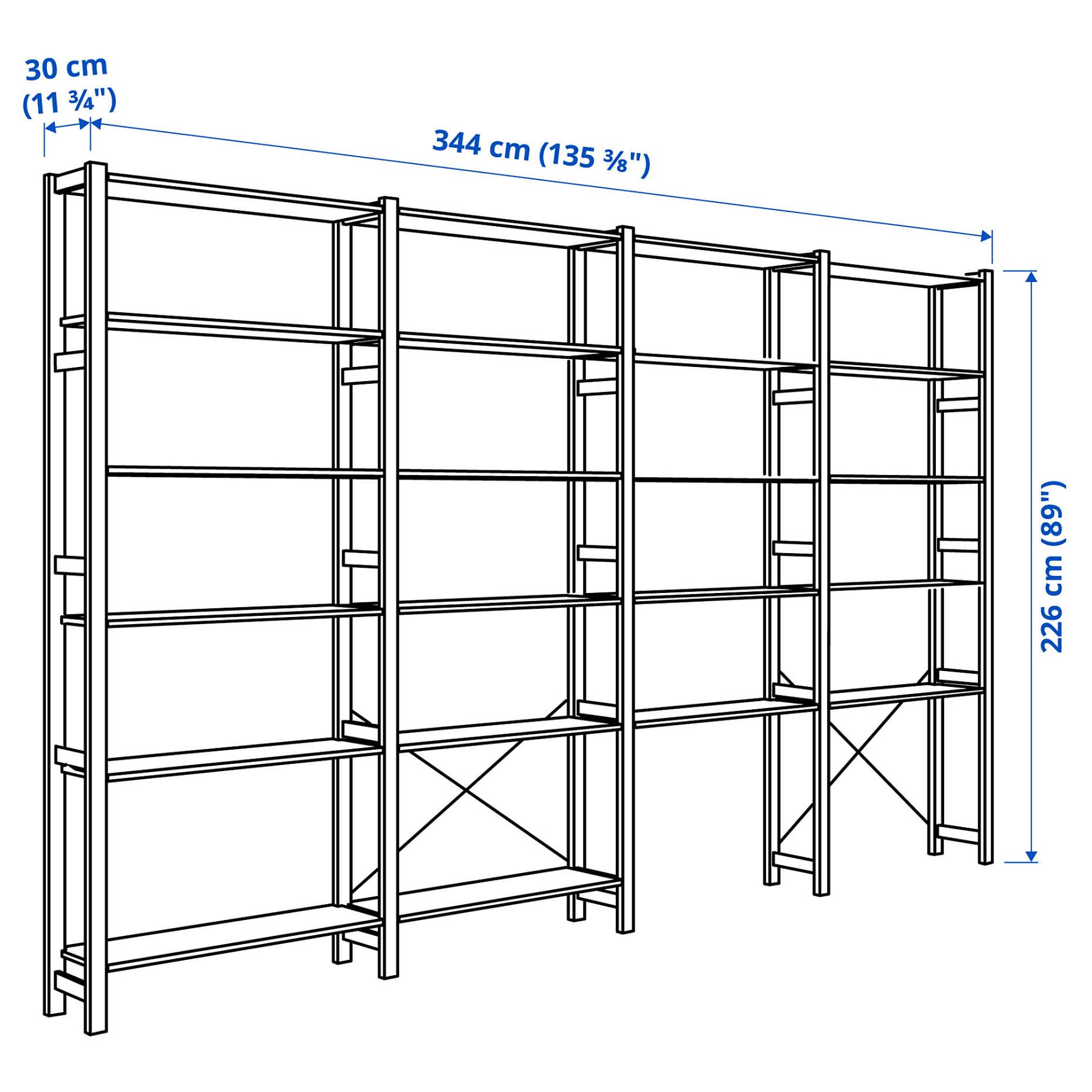 IVAR, 4 sections/shelves, 344x30x226 cm, 894.039.51