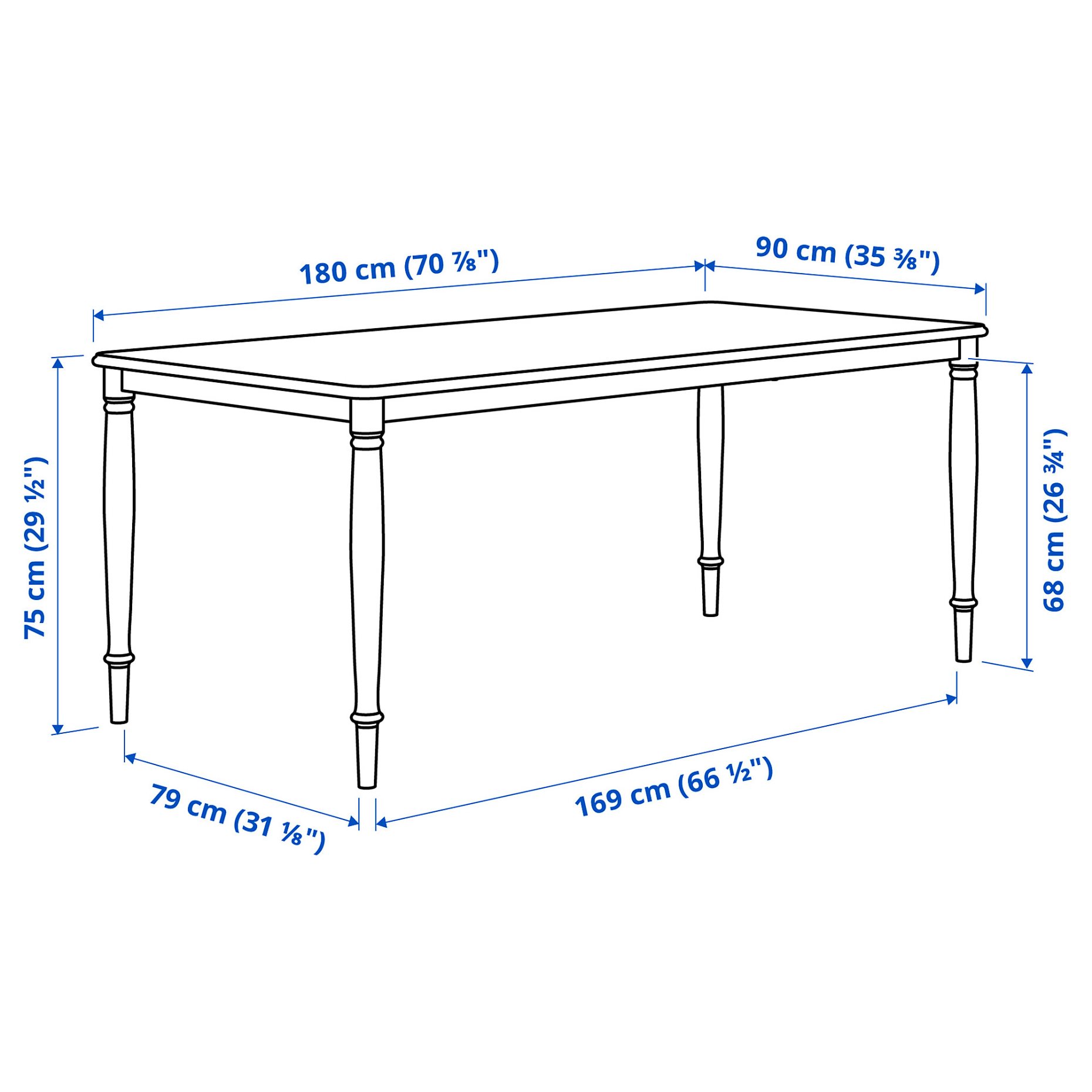 DANDERYD/INGOLF, table and 6 chairs, 180x90 cm, 894.783.95