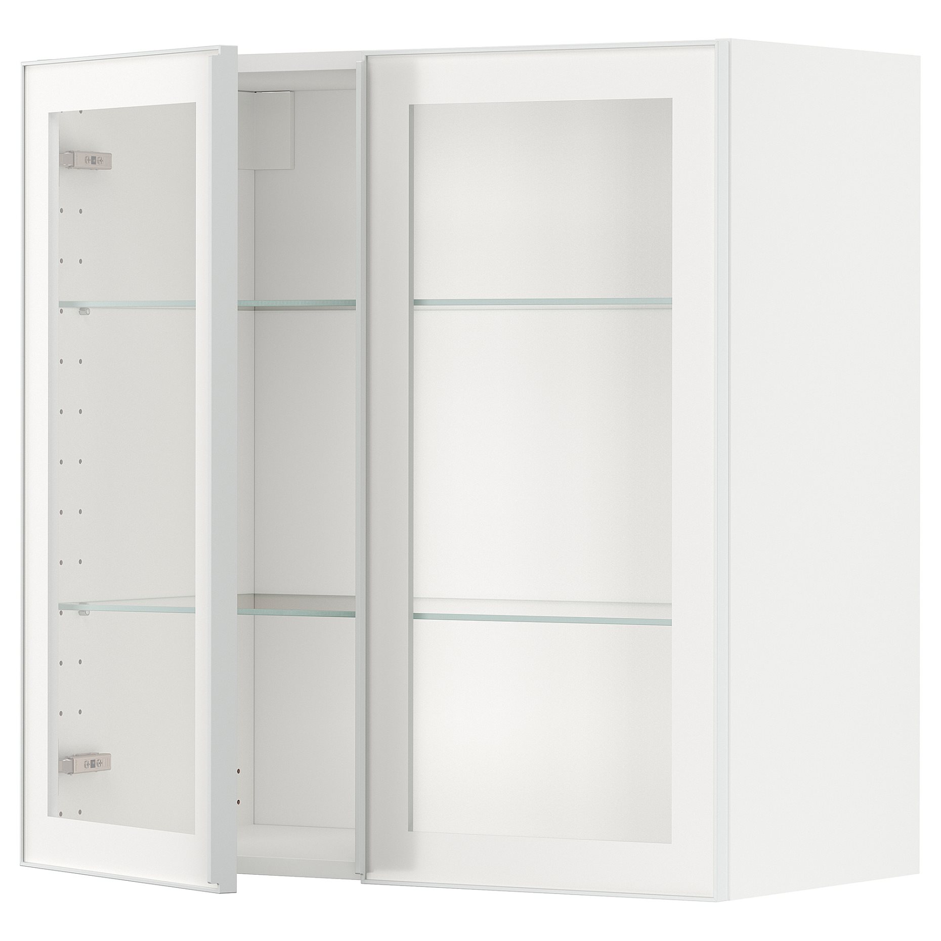 METOD, wall cabinet with shelves/2 glass doors, 80x80 cm, 894.905.66