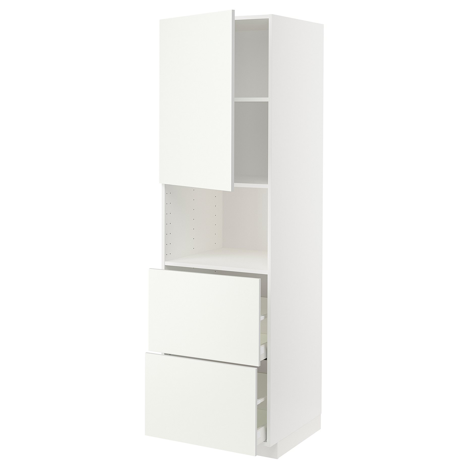 METOD, high cabinet for microwave with door/2 drawers, 60x60x200 cm, 895.074.54