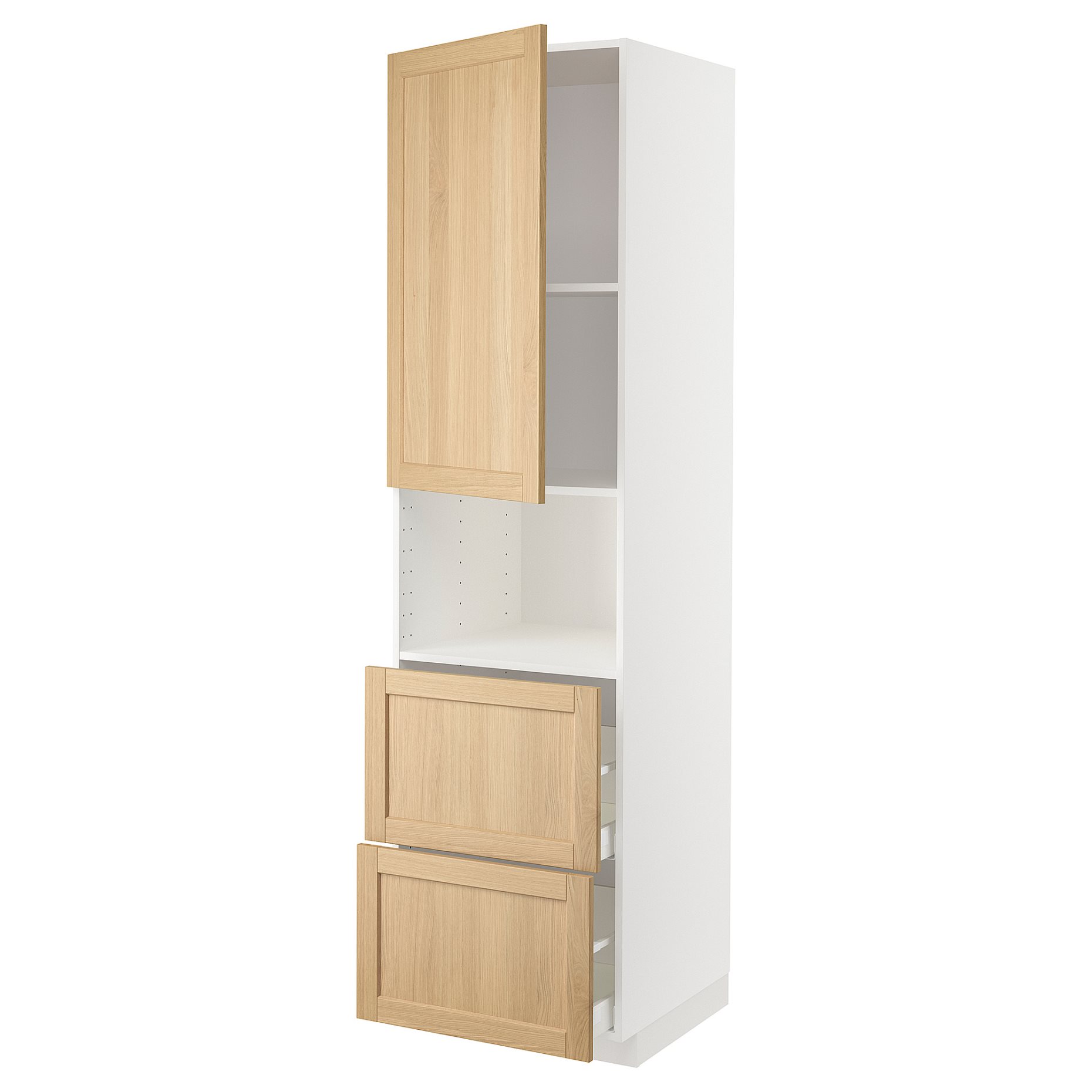 METOD, high cabinet for microwave with door/2 drawers, 60x60x220 cm, 895.095.56