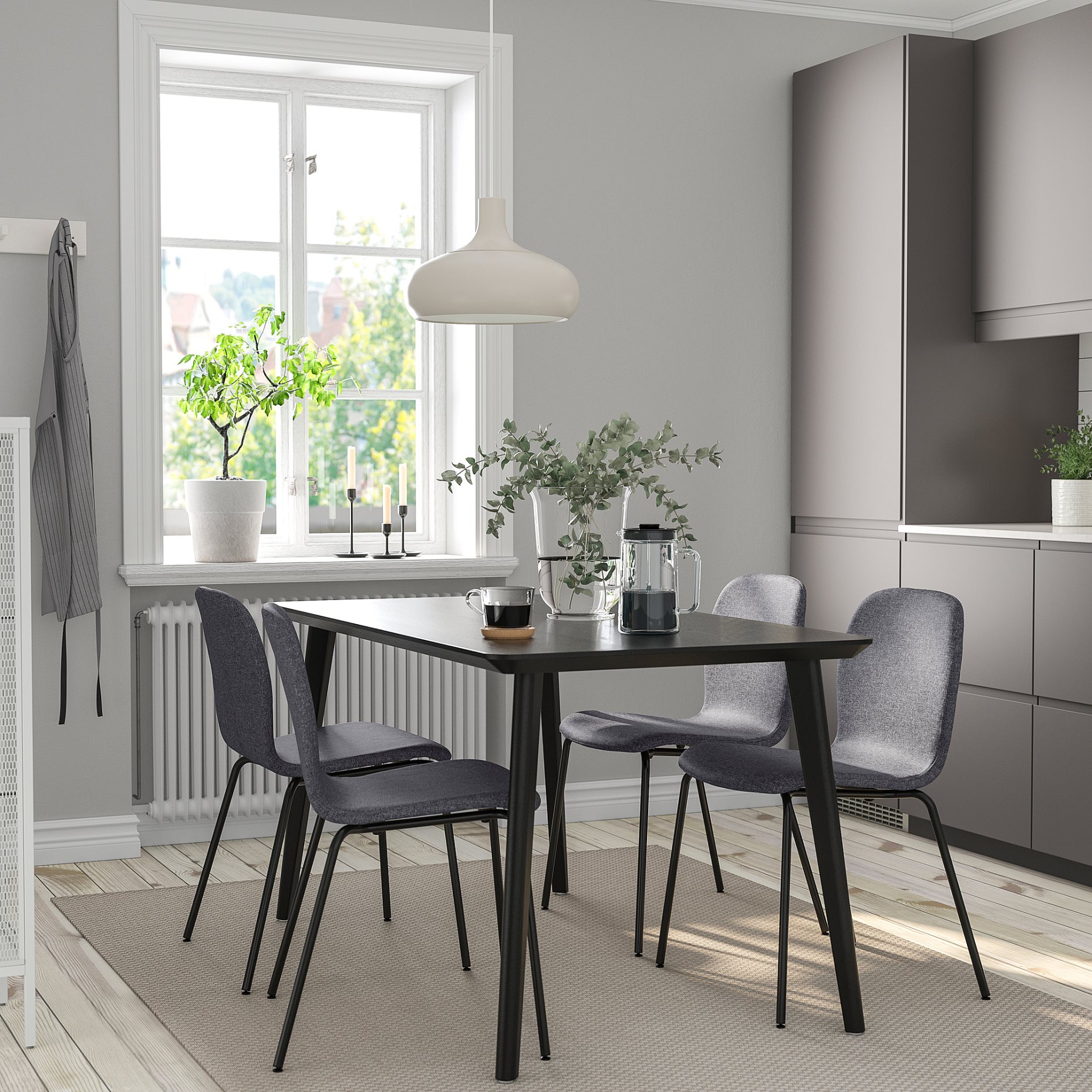 LISABO/KARLPETTER, table and 4 chairs, 140x78 cm, 895.167.69