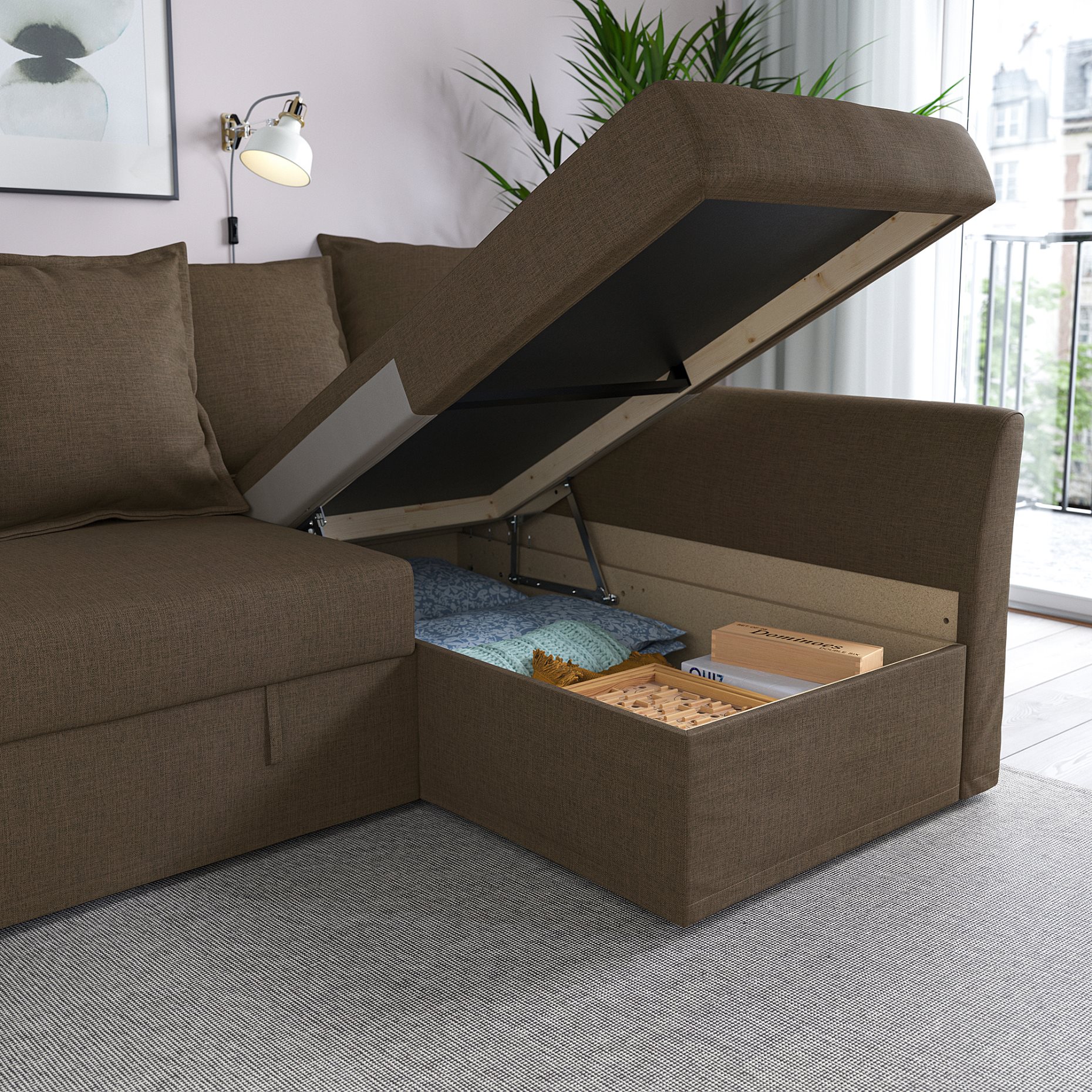 HOLMSUND, corner sofa-bed, 895.168.87