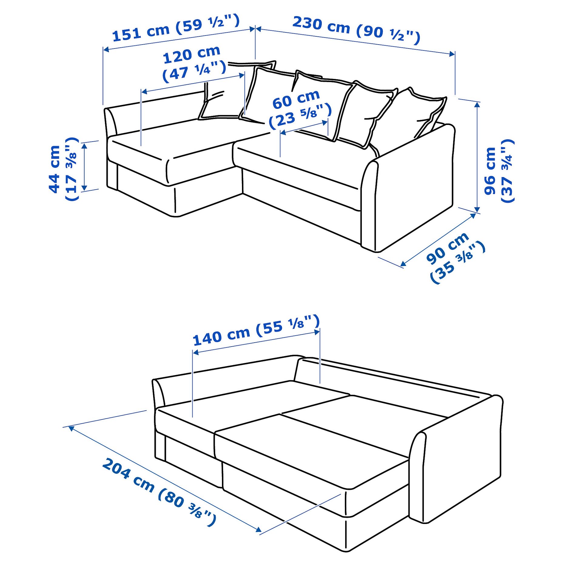 HOLMSUND, corner sofa-bed, 895.168.87
