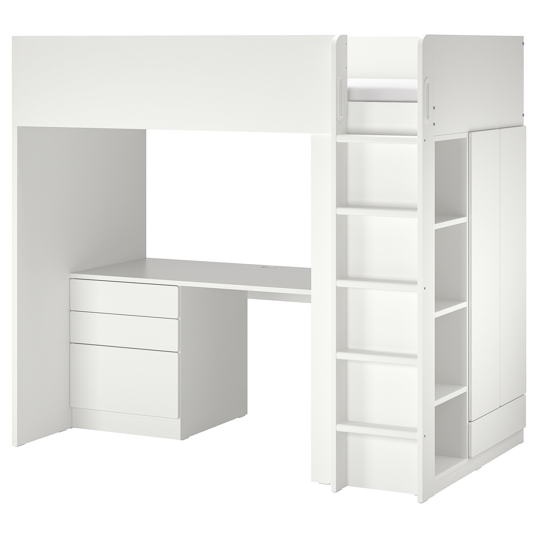SMÅSTAD, loft bed with desk with 2 shelves, 90x200 cm, 895.201.58