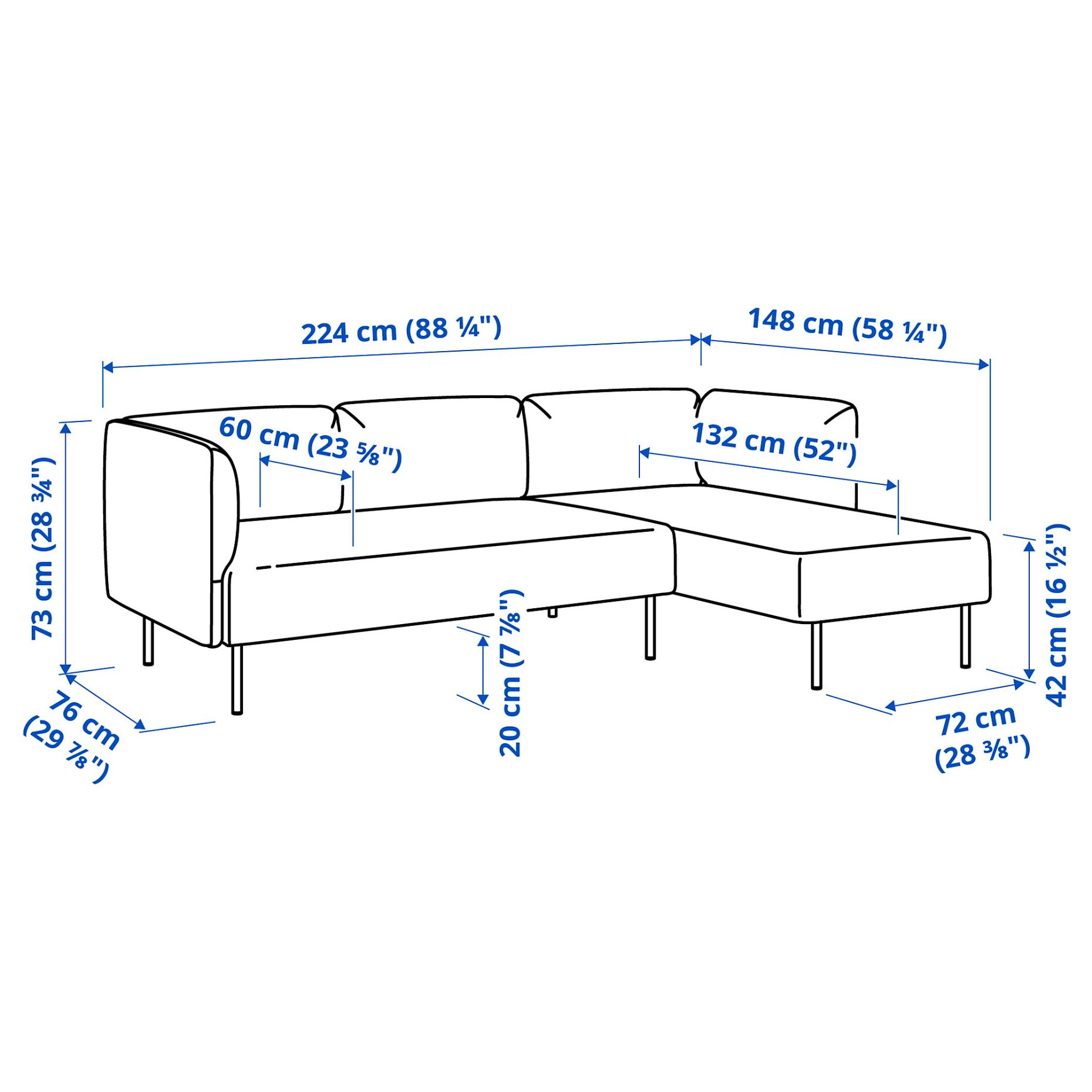 LILLEHEM, 3-seat modular sofa w chaise longue, 895.682.87