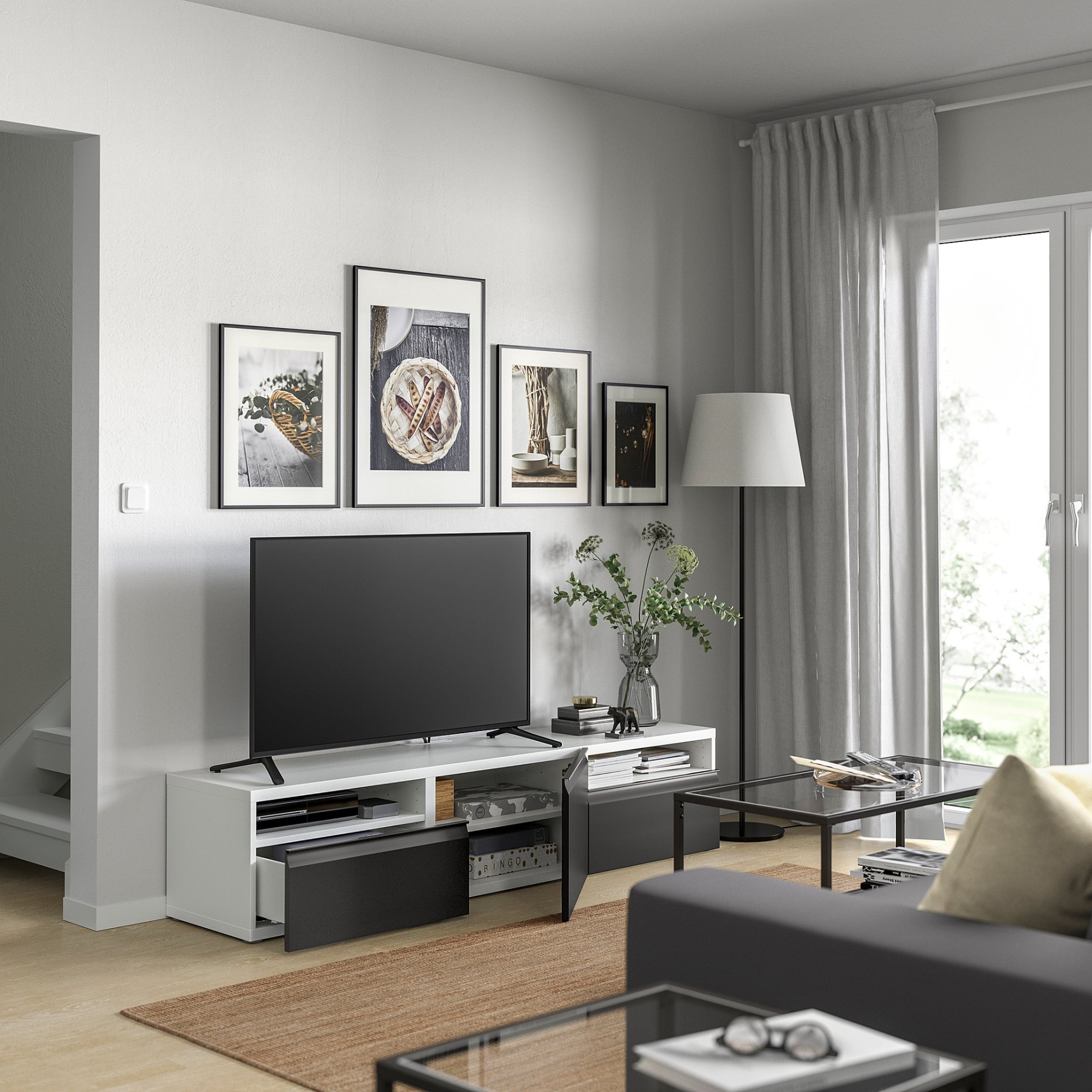 BESTÅ, έπιπλο TV με πόρτα/συρτάρια με μαλακό κλείσιμο, 180x42x39 cm, 895.689.23