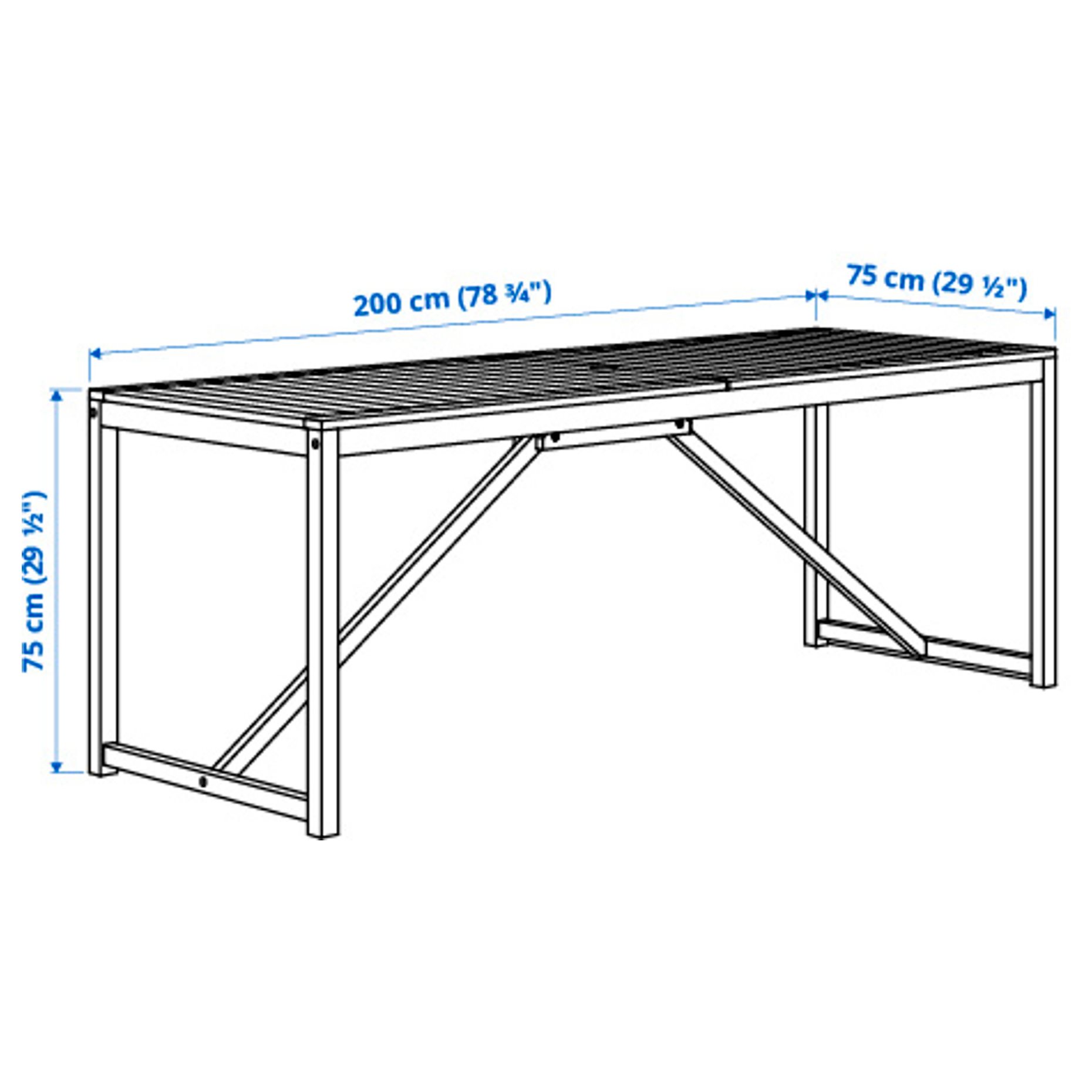 NÄMMARÖ, table with 6 chairs with armrests/outdoor, 200x75 cm, 895.752.78