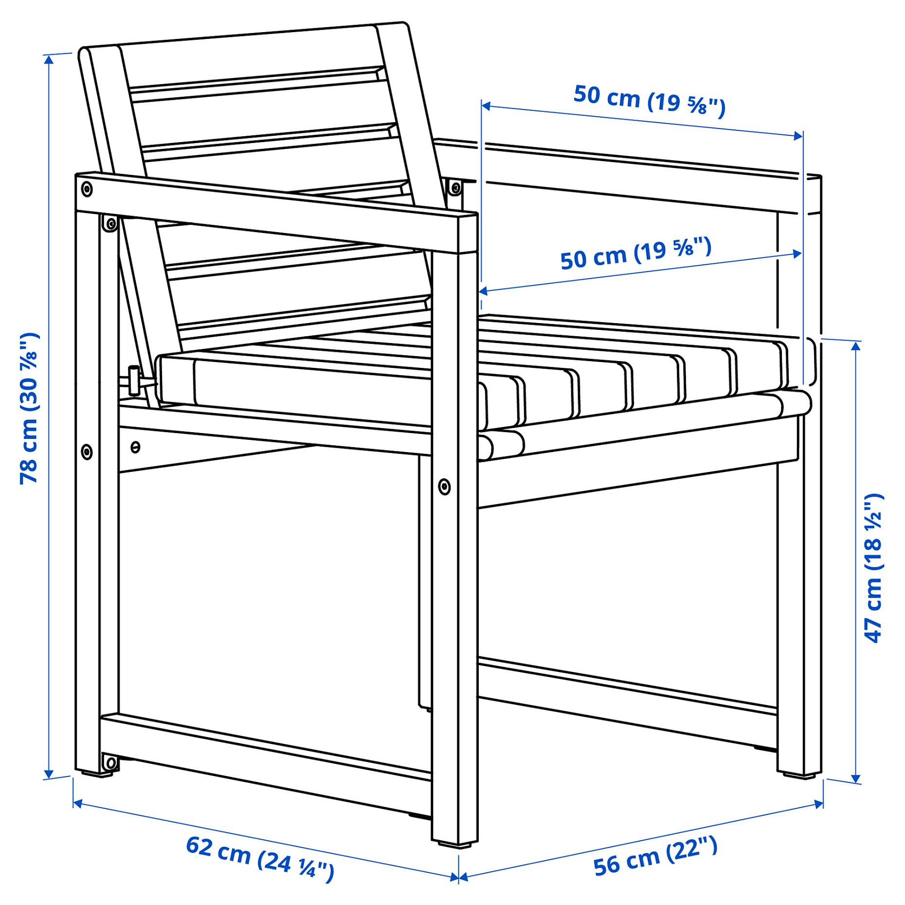 NÄMMARÖ, table with 6 chairs with armrests/outdoor, 200x75 cm, 895.752.78