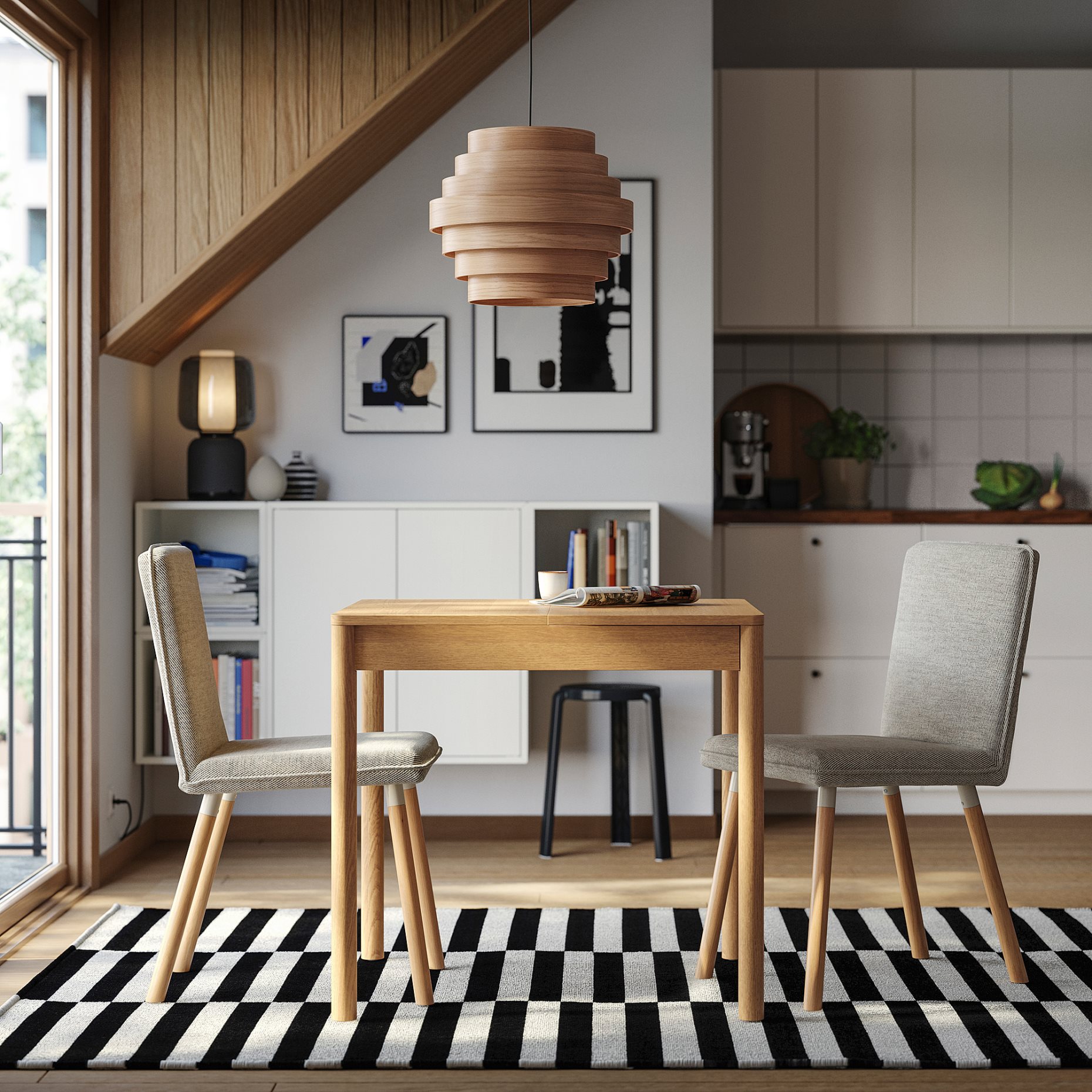 TONSTAD/TONSTAD, τραπέζι και 2 καρέκλες, 80/120x70 cm, 895.966.62