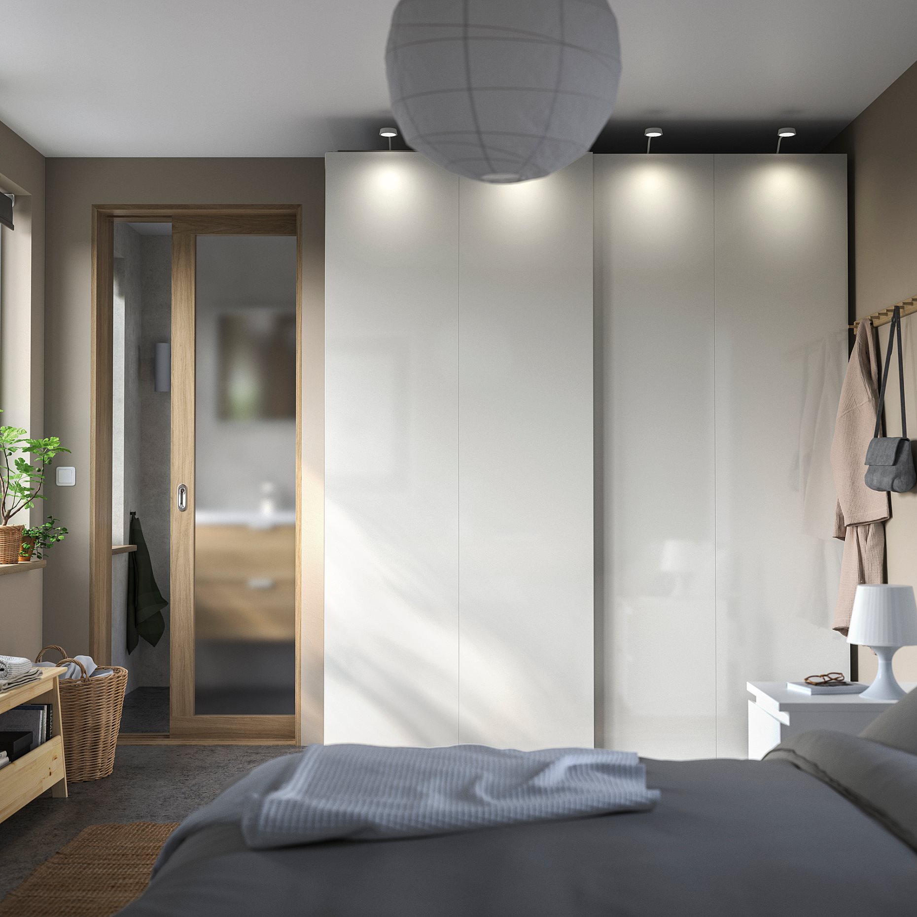 HASVIK, συρόμενη πόρτα/γυαλιστερό, 2 τεμ. 200x236 cm, 905.215.57