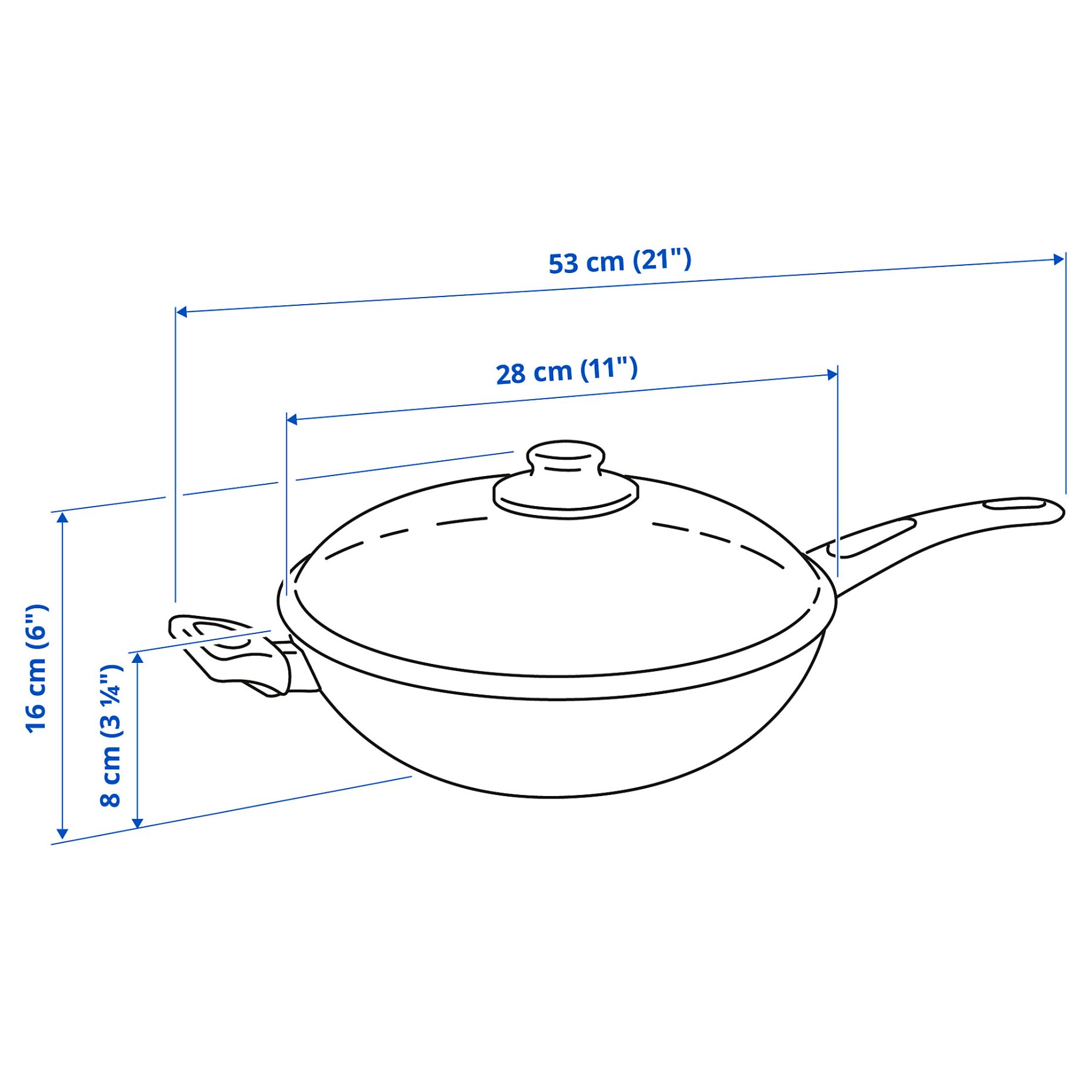 HEMLAGAD, wok with lid non-stick coating, 28 cm, 905.809.19