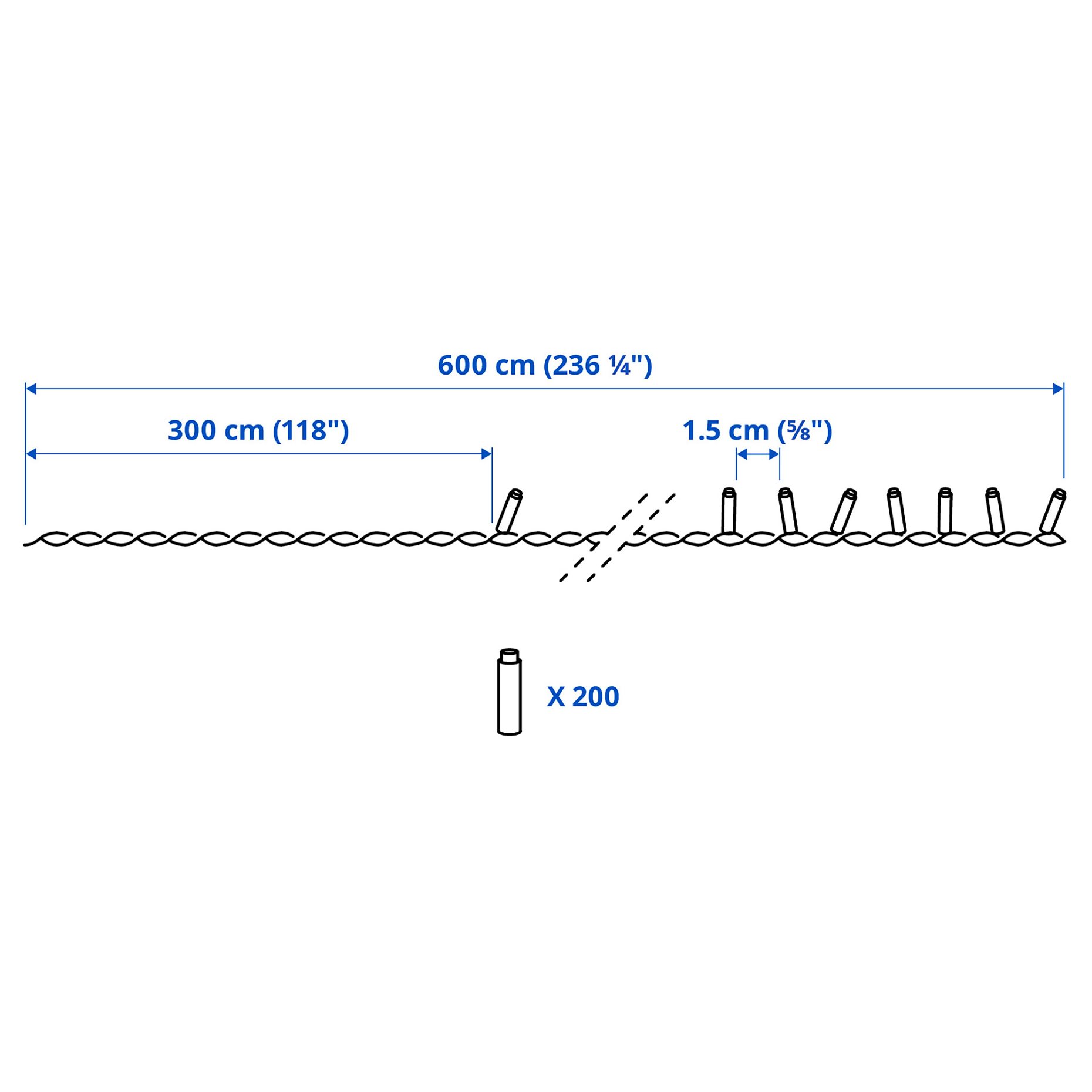 GETKÅL, γιρλάντα φωτισμού με ενσωματωμένο φωτισμό LED/εξωτερικού χώρου, 6 m, 906.007.43