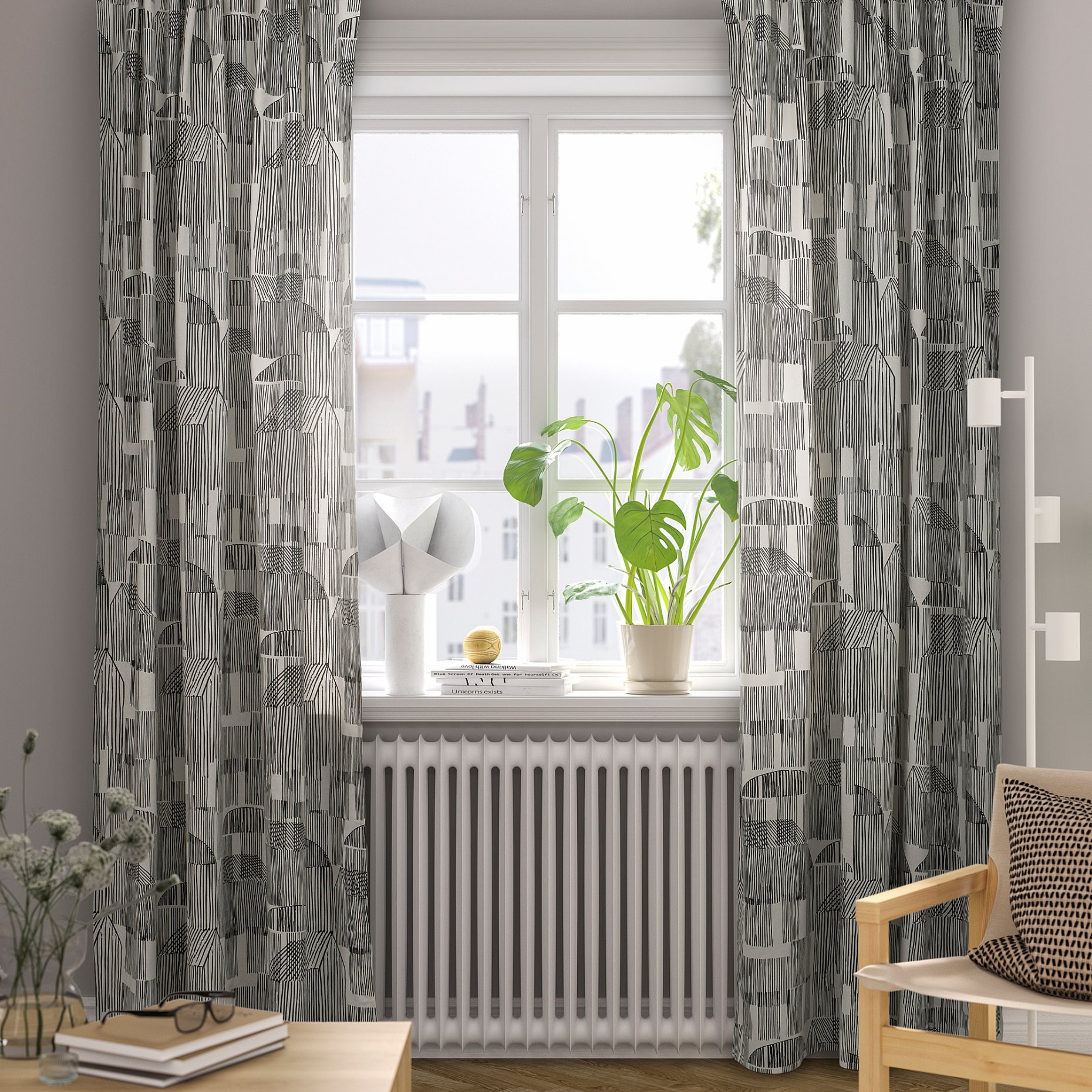 TEMPELFLY, curtains with heading tape/1 pair, 145x300 cm, 906.078.67