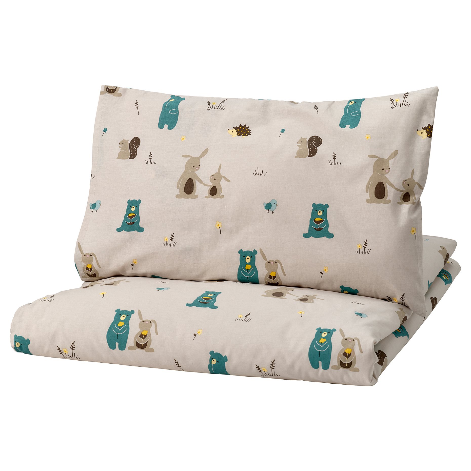 LEN, duvet cover 1 pillowcase for cot, 110x125/35x55 cm, 906.288.17