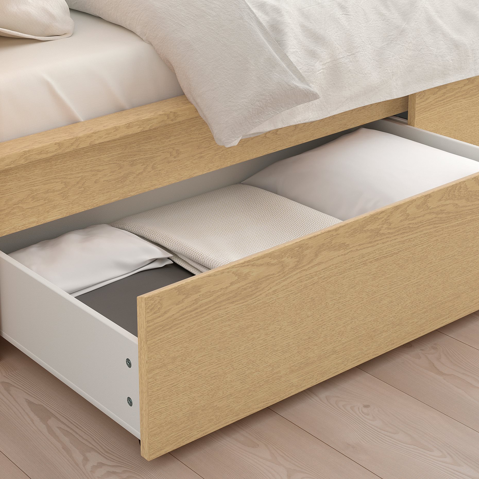 MALM, bed frame/high with 4 storage boxes, 140X200 cm, 990.226.68