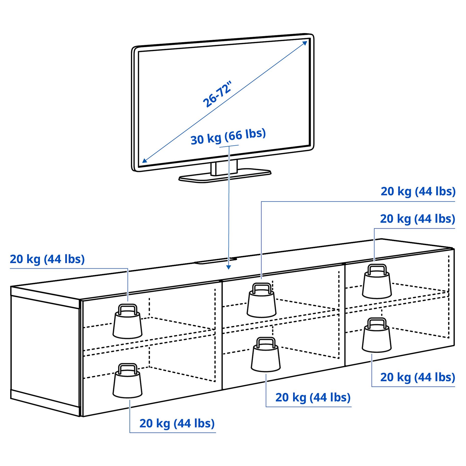 BESTÅ, TV bench with doors, 180x42x38 cm, 993.306.57