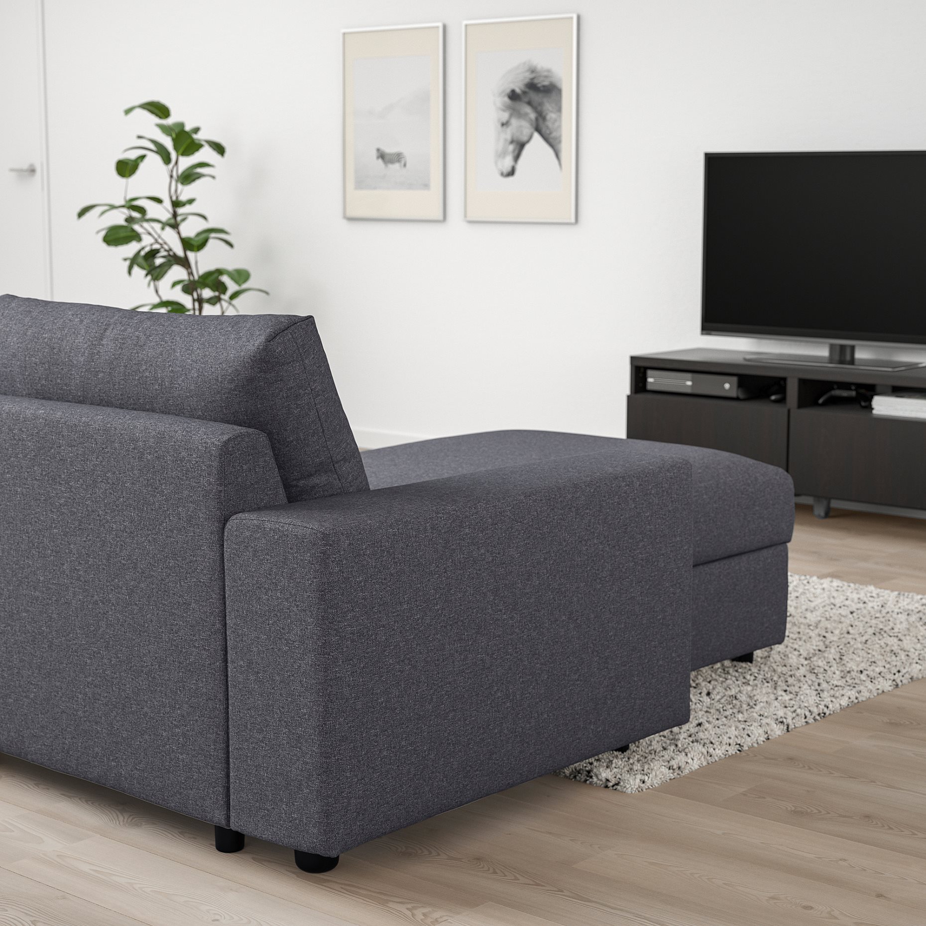 VIMLE, 3-seat sofa with chaise longue with wide armrests, 994.012.92