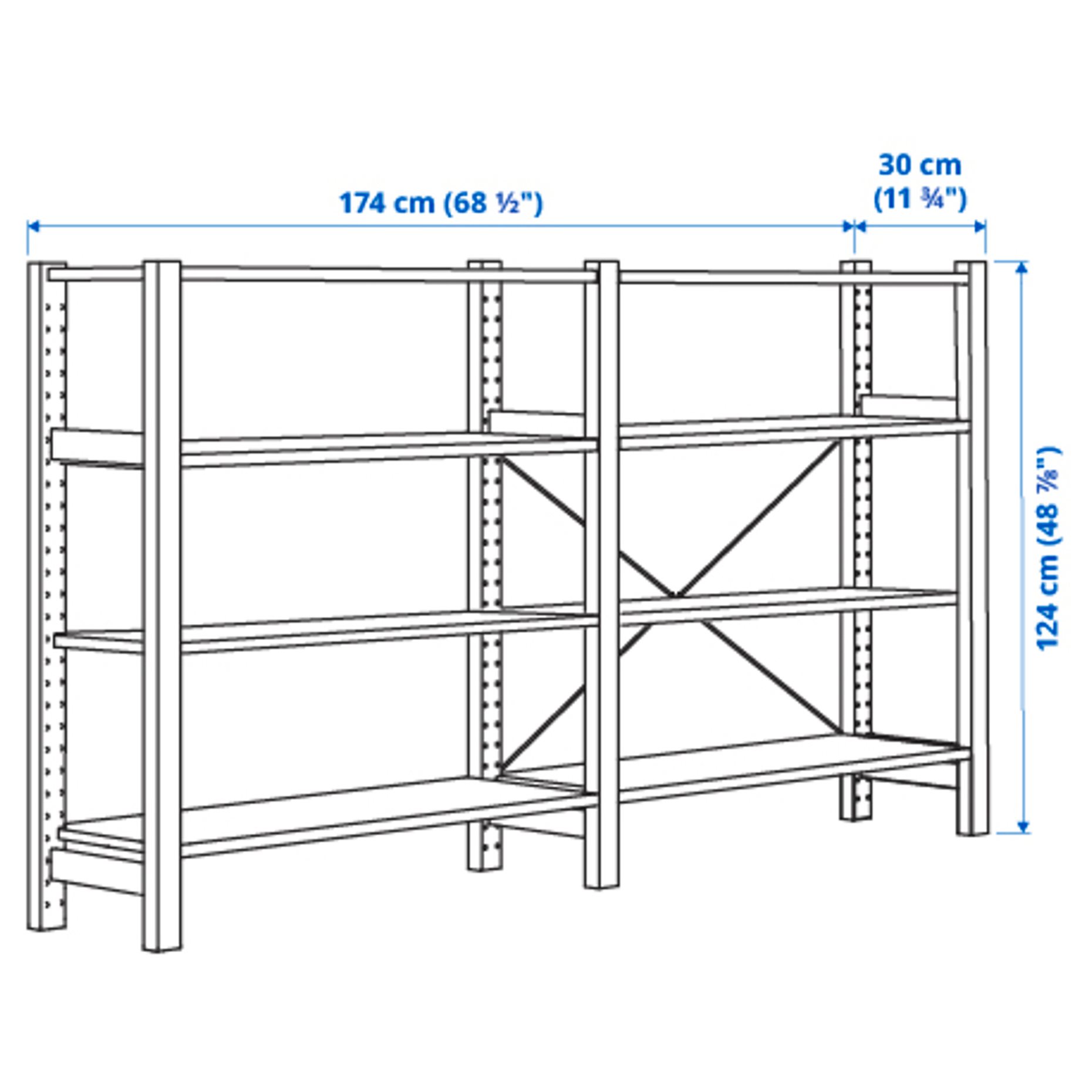 IVAR, 2 sections/shelves, 174x30x124 cm, 994.039.36